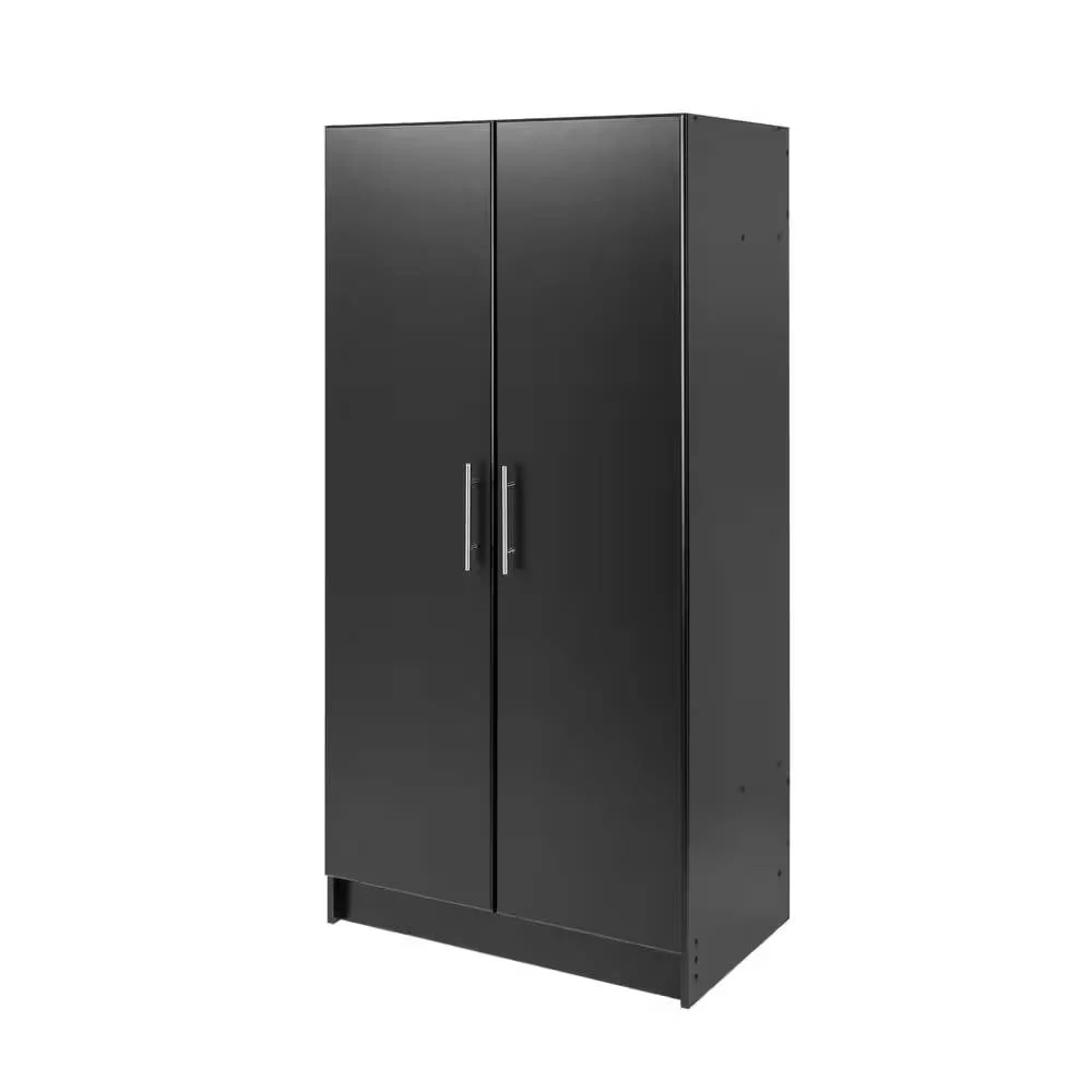 Black Freestanding Bedroom Cabinet Armoire Wardrobe Closet with Hanging Rail - Image 2