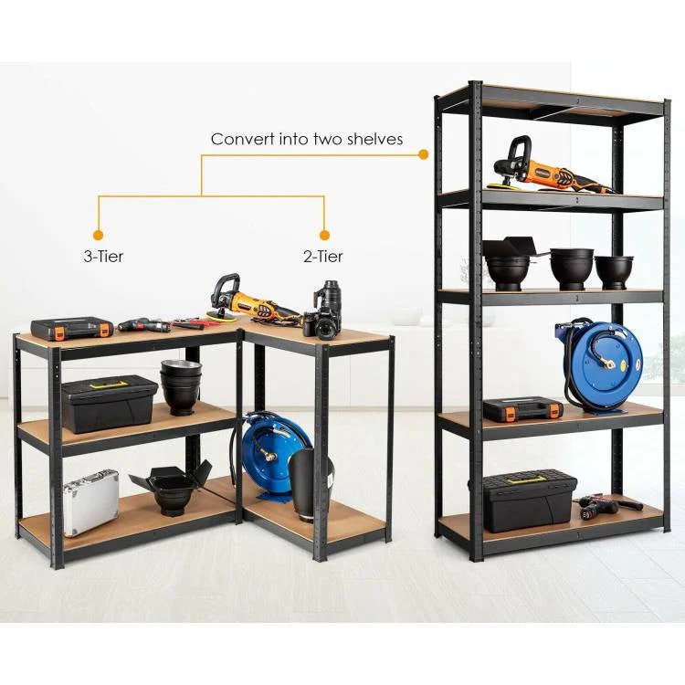 Black Heavy Duty 60-inch 5 Tier Adjustable Shelving Unit Garage Storage Rack - Image 5