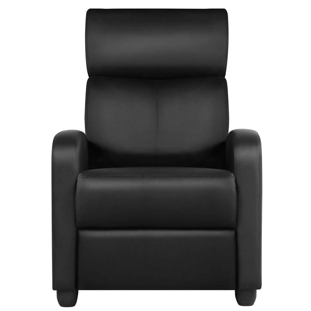 Black High-Density Faux Leather Push Back Recliner Chair - Image 2