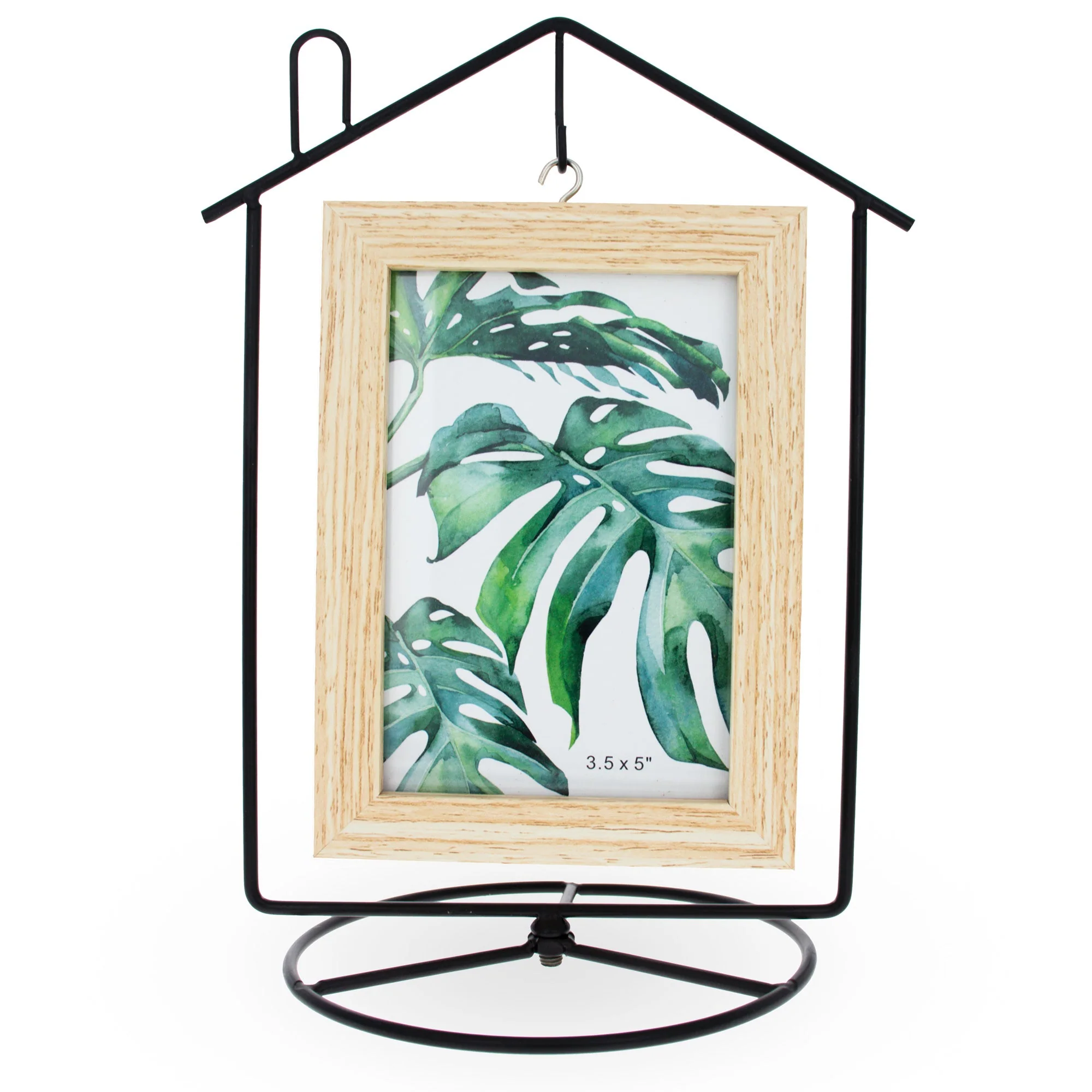 Black House-Shaped Hanging Photo Picture Frame and Metal Ornament Stand 8.7 Inches - Image 2