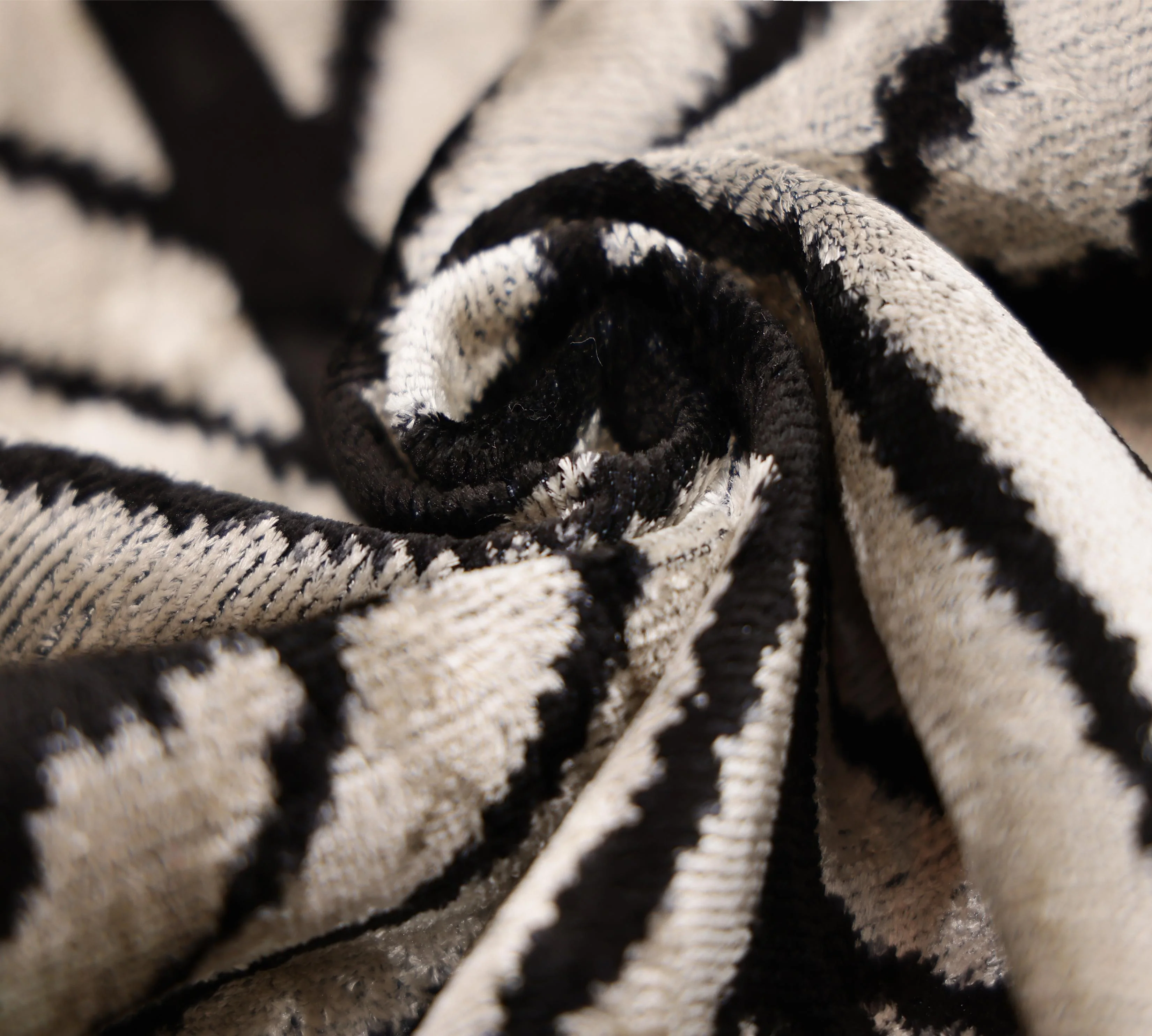 Black & Ivory Chevron Silk Velvet Pillow 16x16 Handmade Luxury Cushion - Image 2