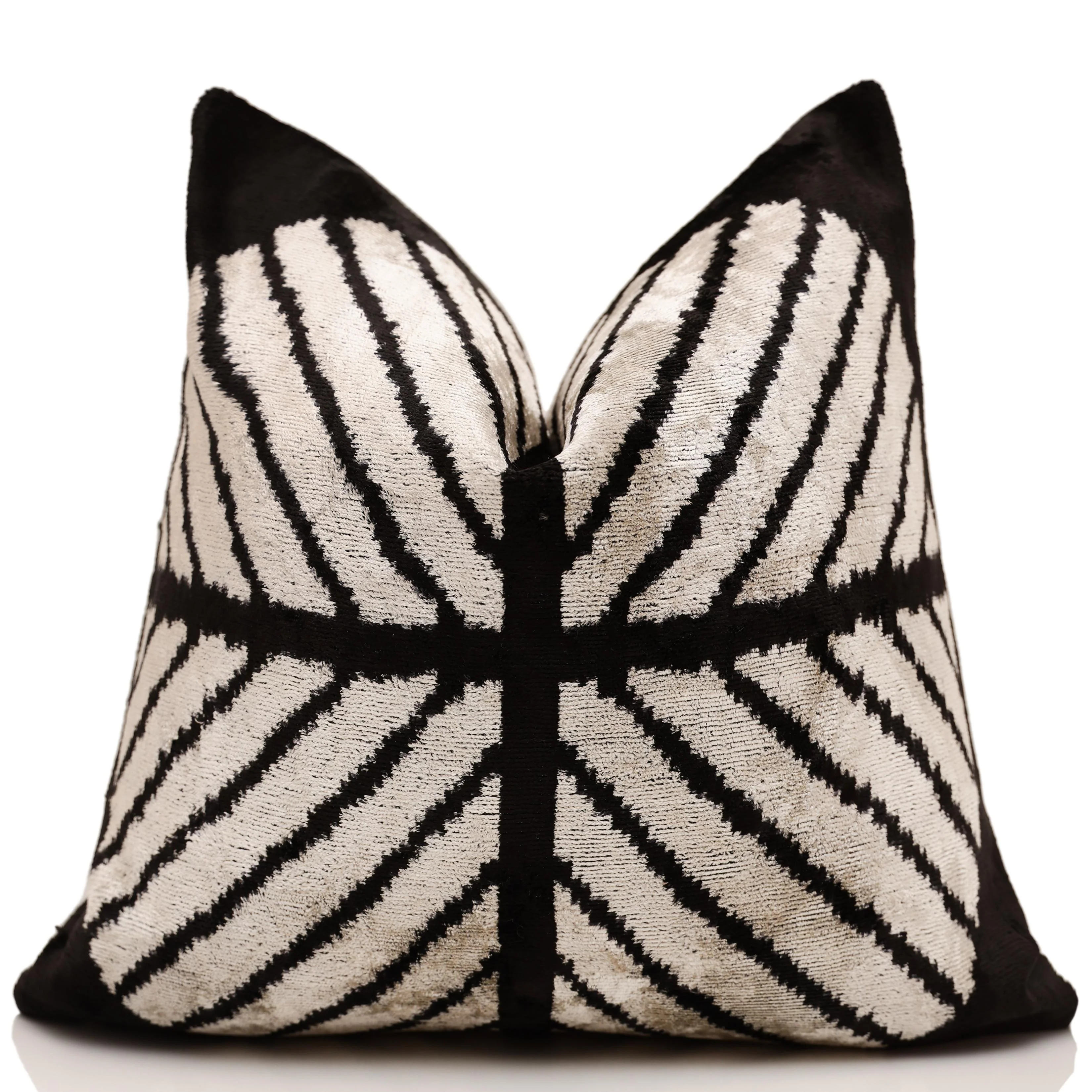 Black & Ivory Chevron Silk Velvet Pillow 16x16 Handmade Luxury Cushion - Image 5