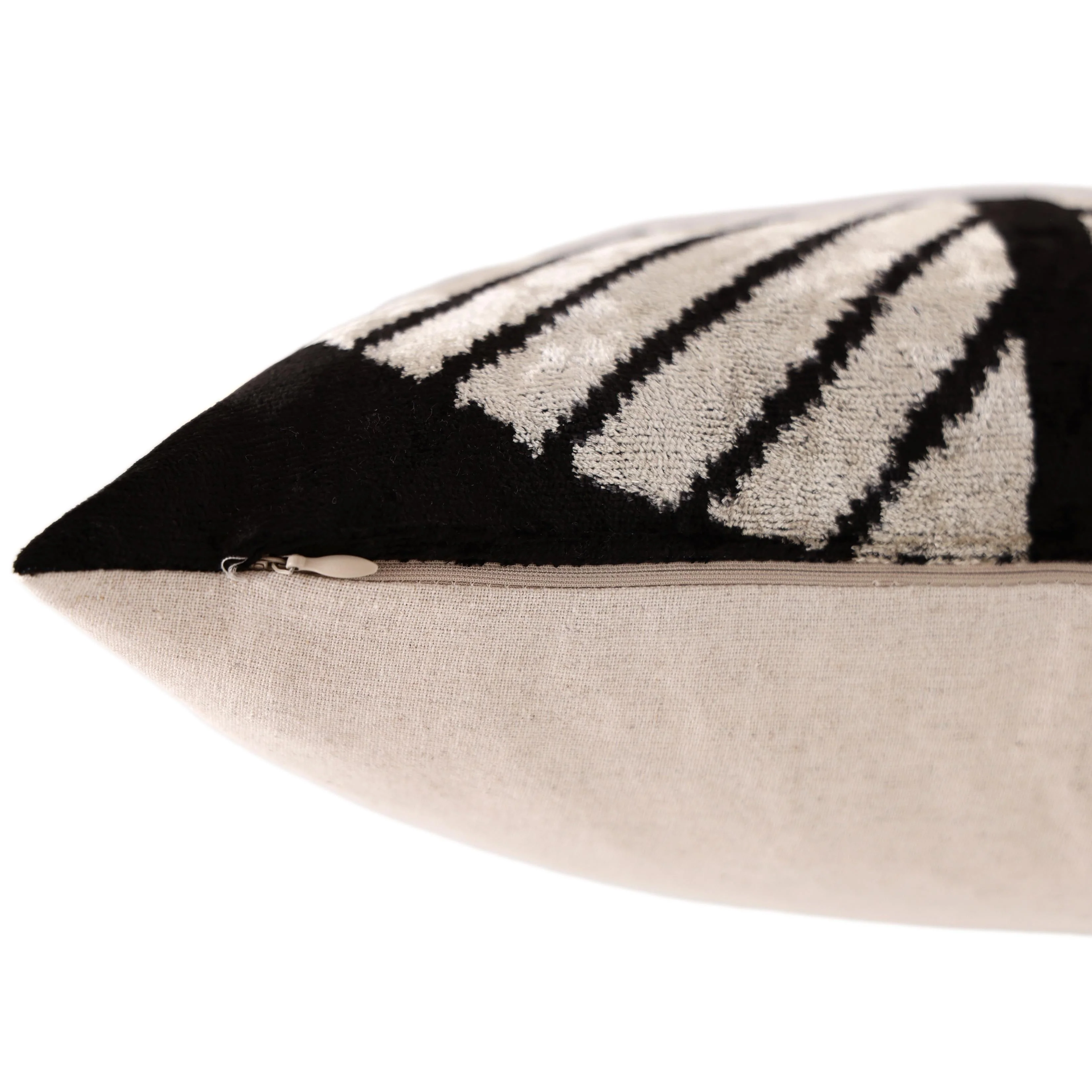 Black & Ivory Chevron Silk Velvet Pillow 16x16 Handmade Luxury Cushion - Image 6