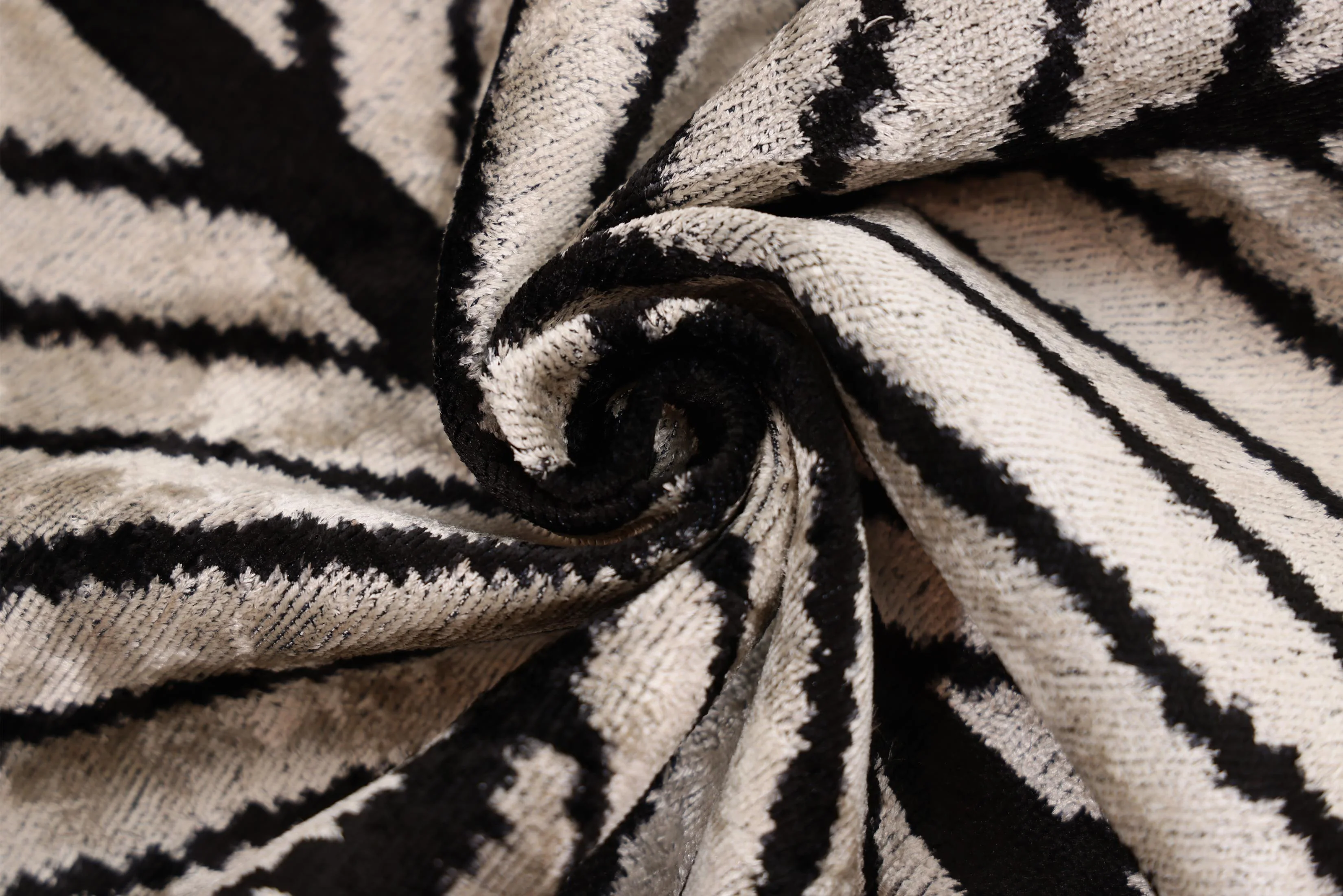 Black & Ivory Chevron Silk Velvet Pillow 16x16 Handmade Luxury Cushion - Image 7