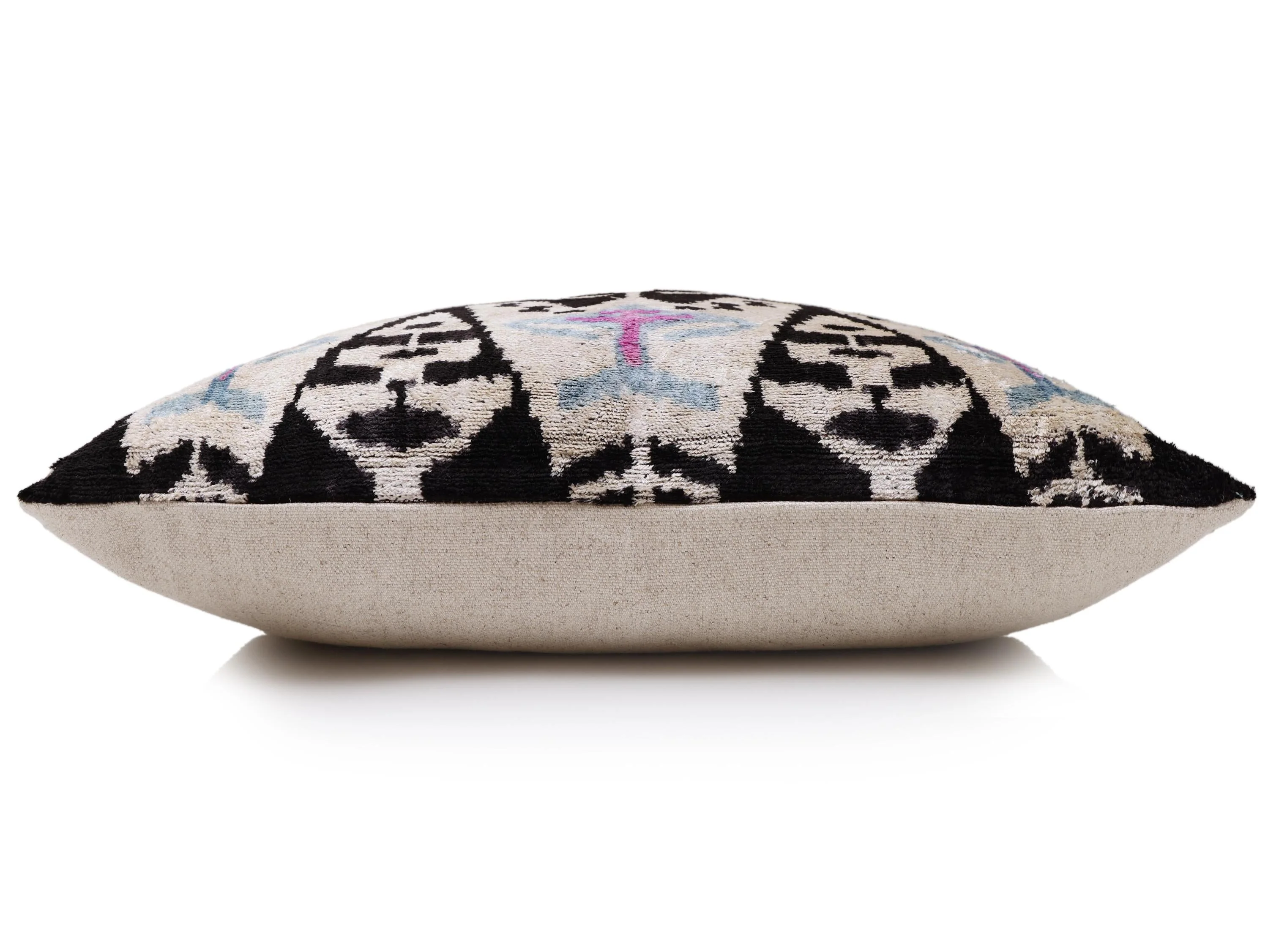 Black & Ivory Geometric Silk Velvet Throw Pillow | 20x20 Inch (50x50 cm) - Image 4