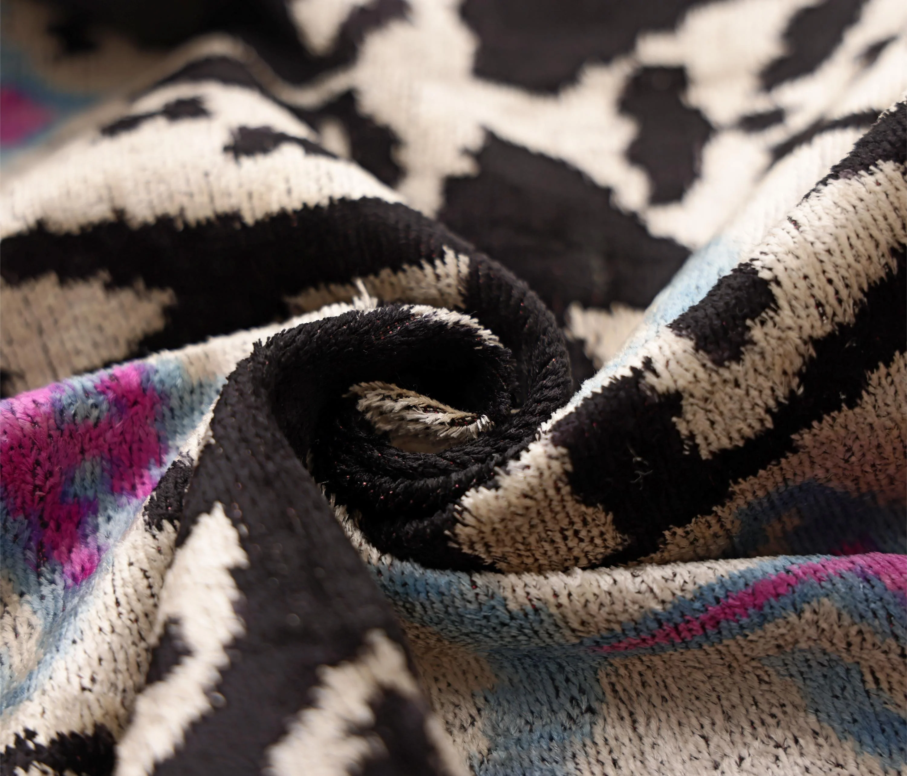 Black & Ivory Geometric Silk Velvet Throw Pillow | 20x20 Inch (50x50 cm) - Image 7