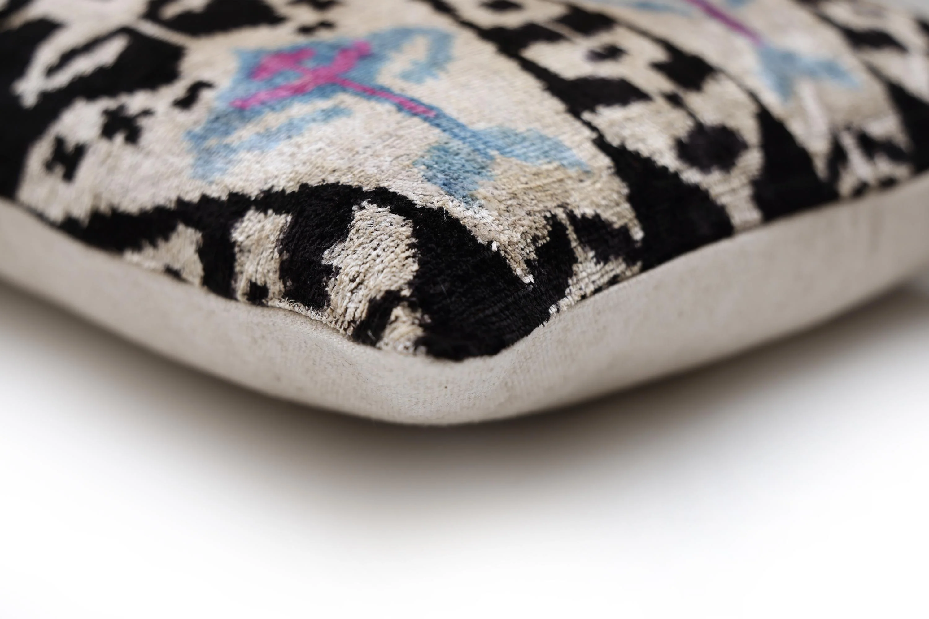Black & Ivory Geometric Silk Velvet Throw Pillow | 20x20 Inch (50x50 cm) - Image 8