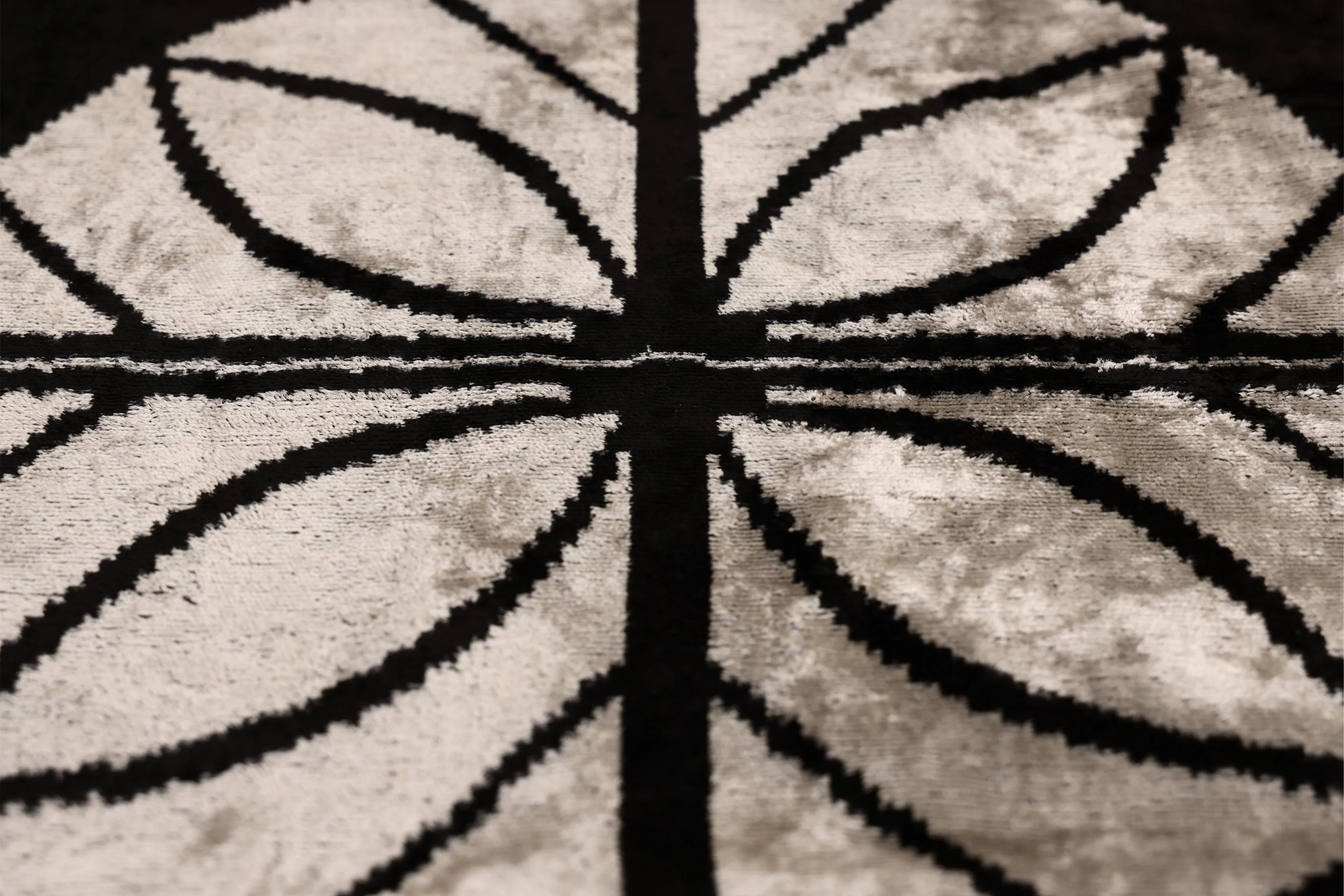 Black & Ivory Petal Silk Velvet Pillow 16x16 Handmade Luxury Cushion - Image 3