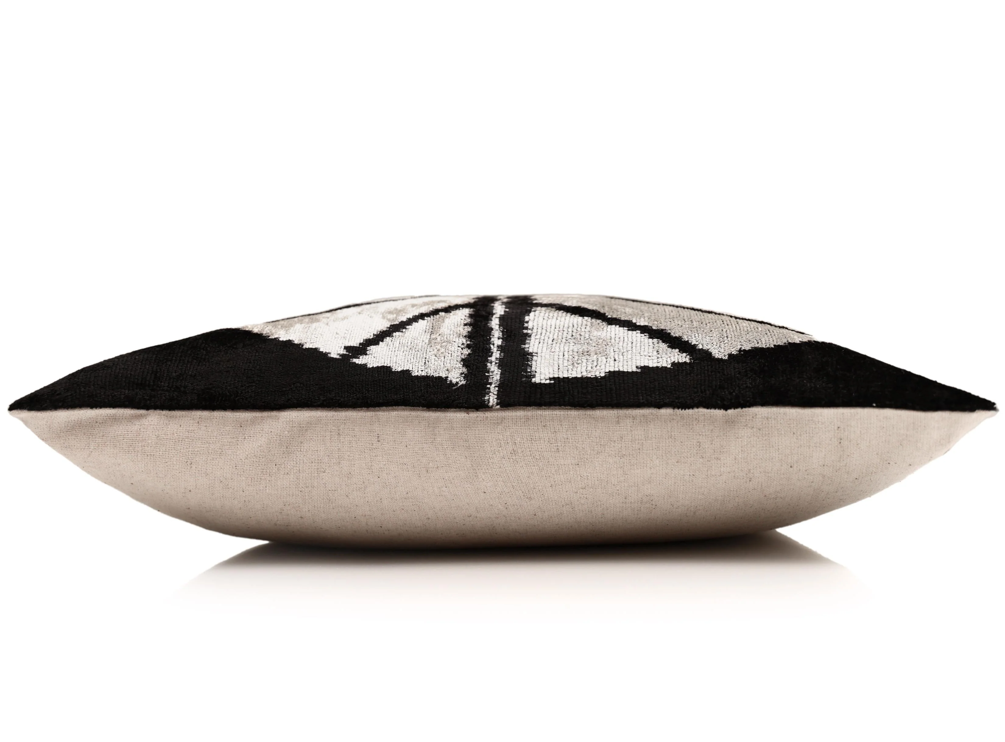 Black & Ivory Petal Silk Velvet Pillow 16x16 Handmade Luxury Cushion - Image 4