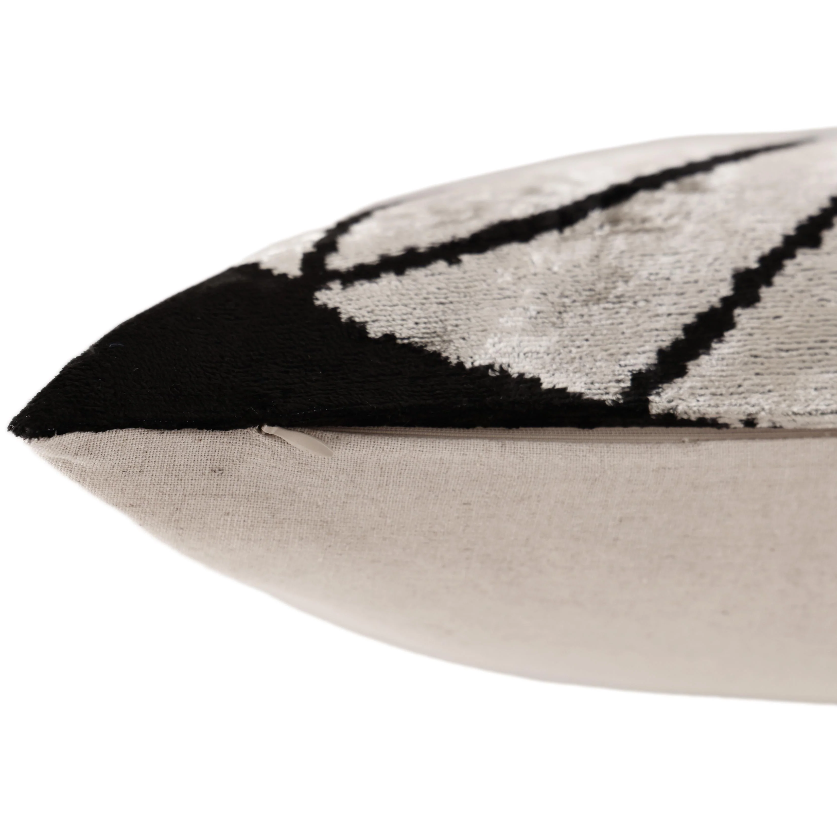 Black & Ivory Petal Silk Velvet Pillow 16x16 Handmade Luxury Cushion - Image 6