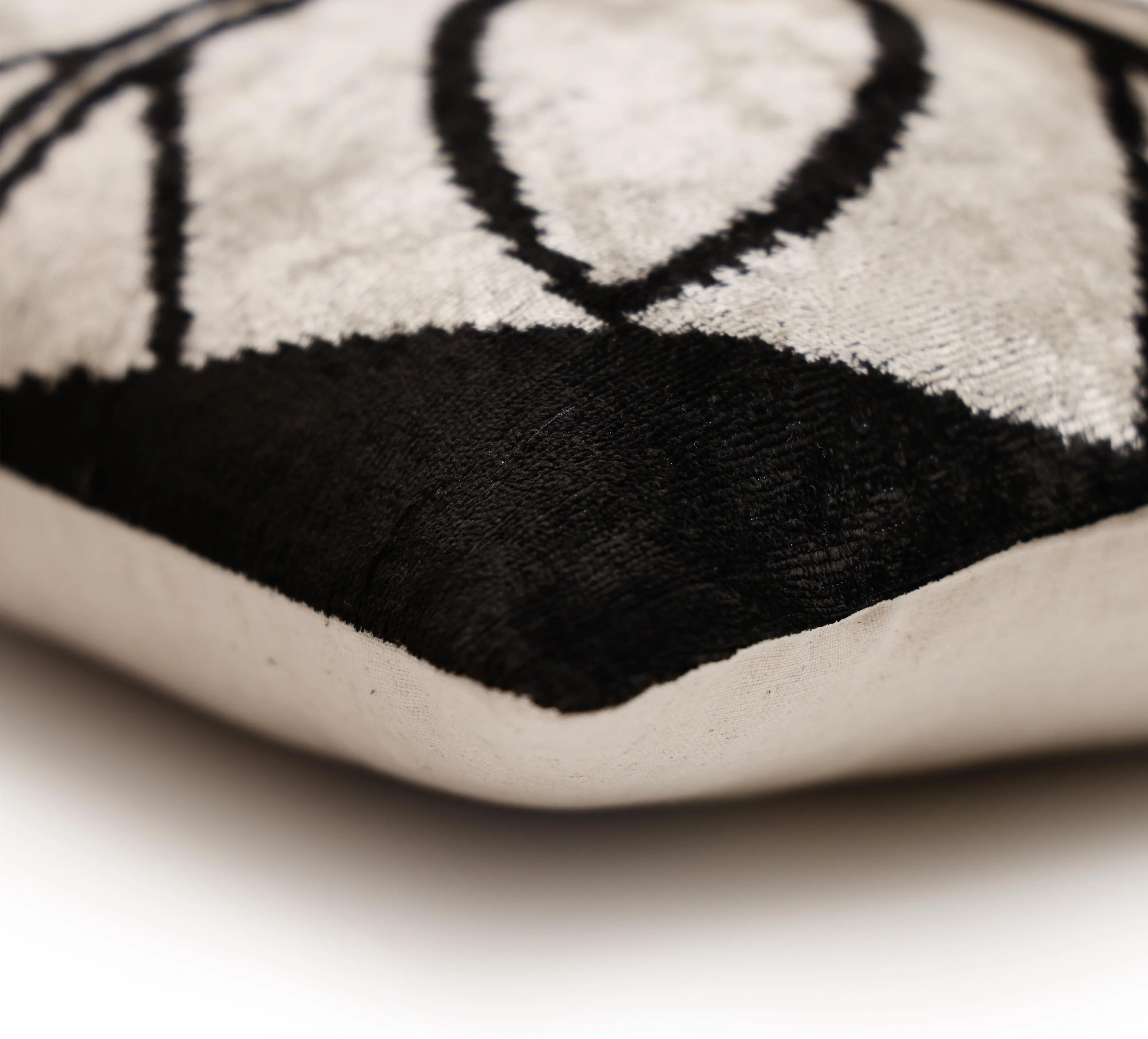 Black & Ivory Petal Silk Velvet Pillow 16x16 Handmade Luxury Cushion - Image 8