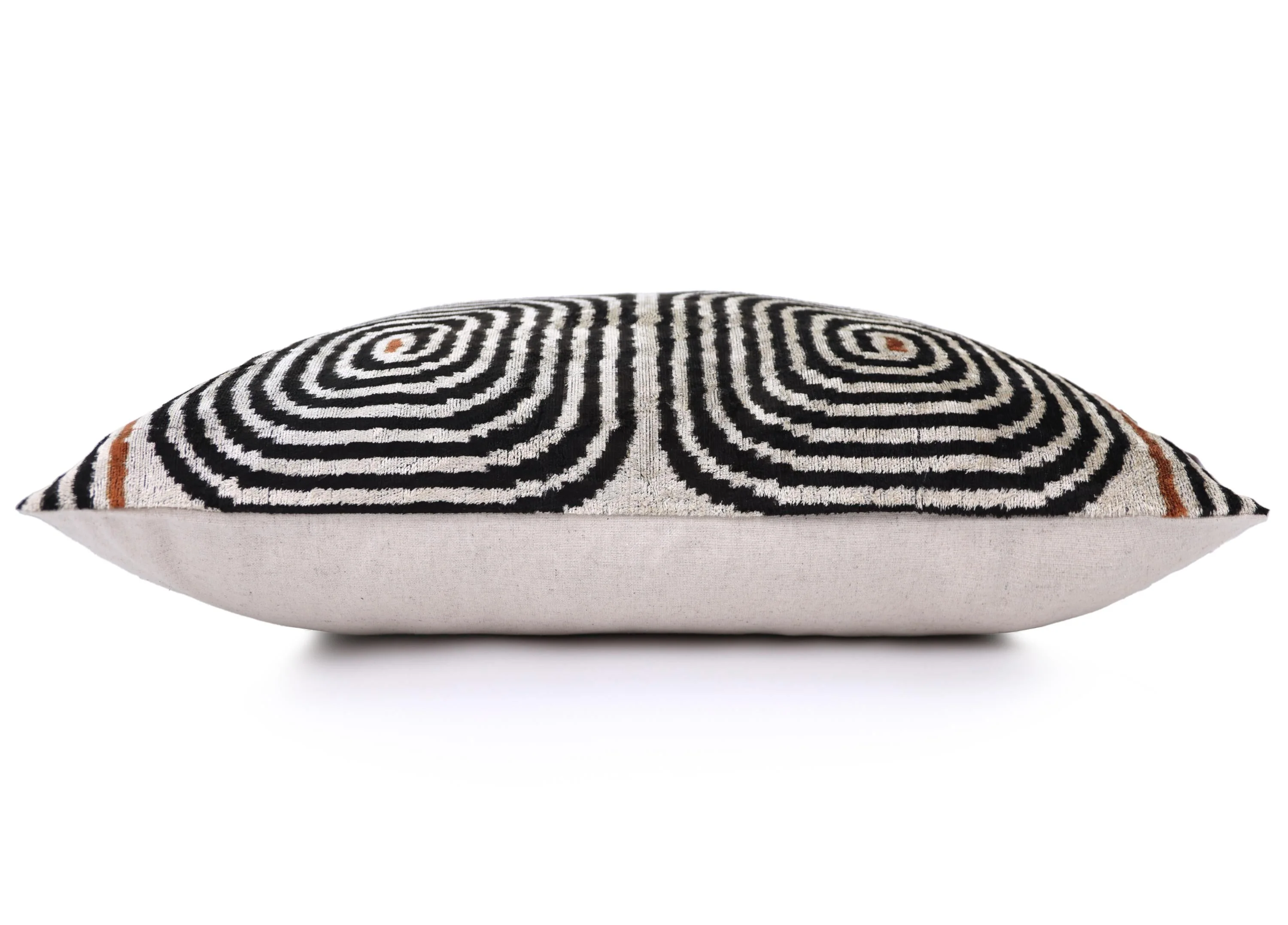 Black Ivory Rust Geometric Silk Velvet Lumbar Pillow – 16x24 Handmade Luxury Cushion - Image 4