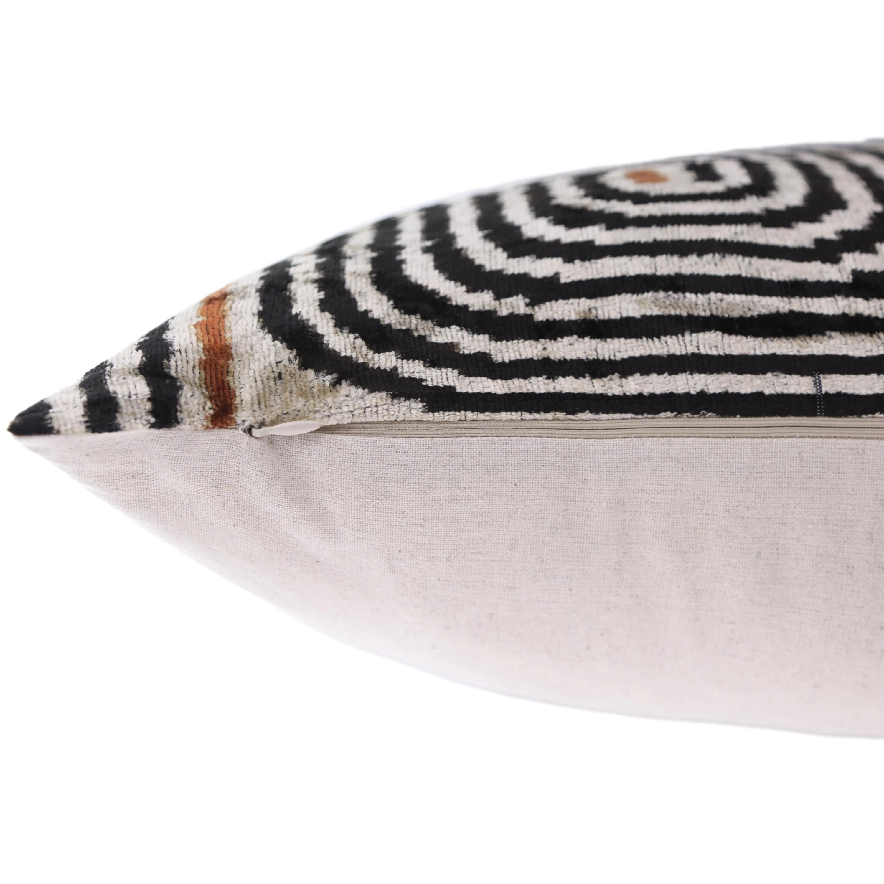 Black Ivory Rust Geometric Silk Velvet Lumbar Pillow – 16x24 Handmade Luxury Cushion - Image 6