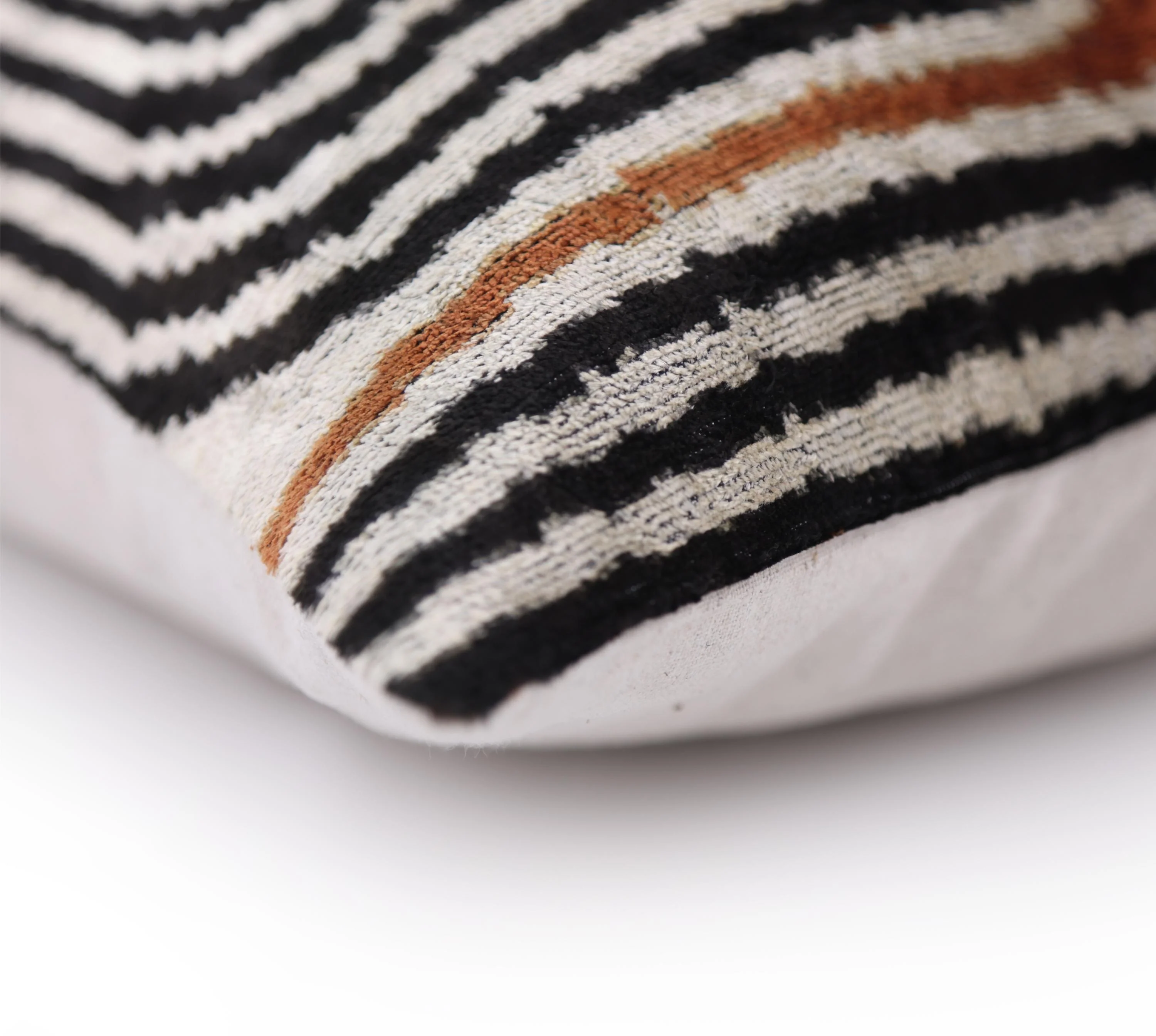 Black Ivory Rust Geometric Silk Velvet Lumbar Pillow – 16x24 Handmade Luxury Cushion - Image 8