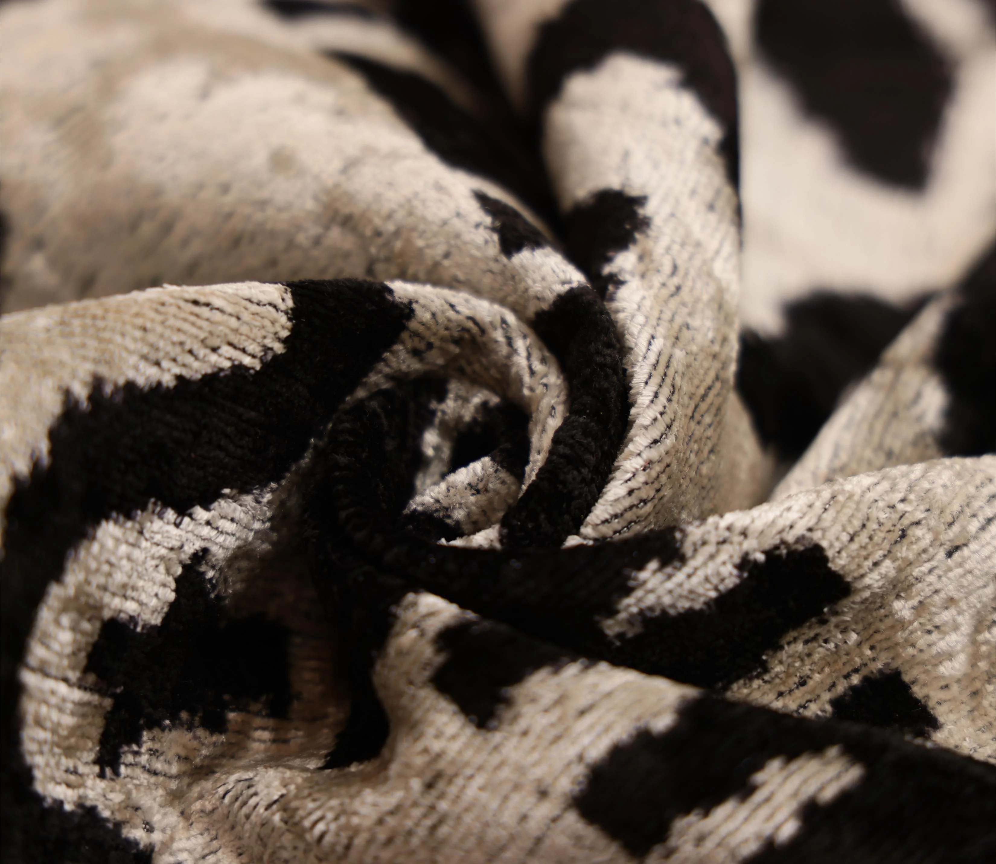 Black & Ivory Tribal Silk Velvet Pillow 16x16 Handmade Luxury Cushion - Image 2