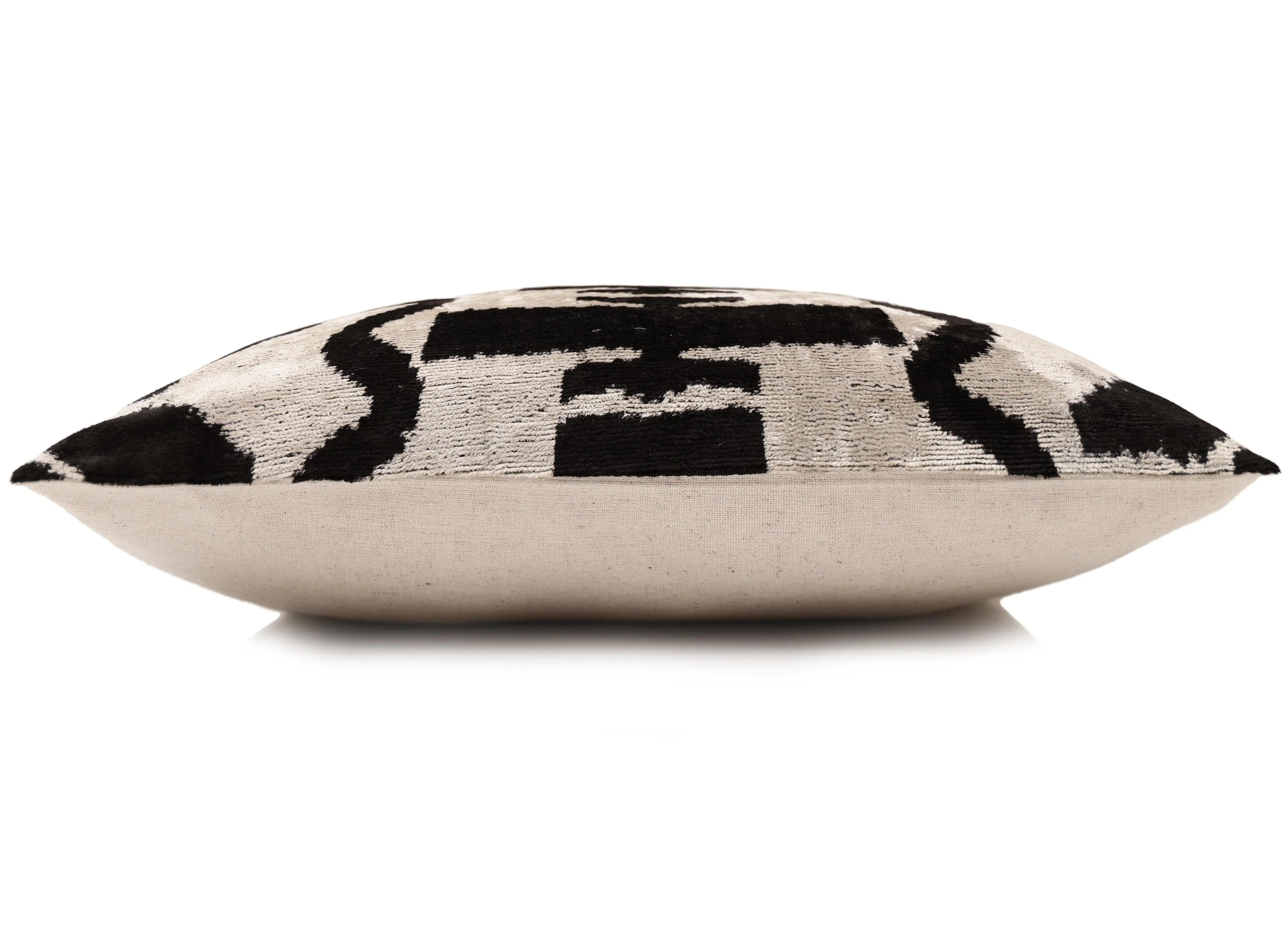 Black & Ivory Tribal Silk Velvet Pillow 16x16 Handmade Luxury Cushion - Image 4