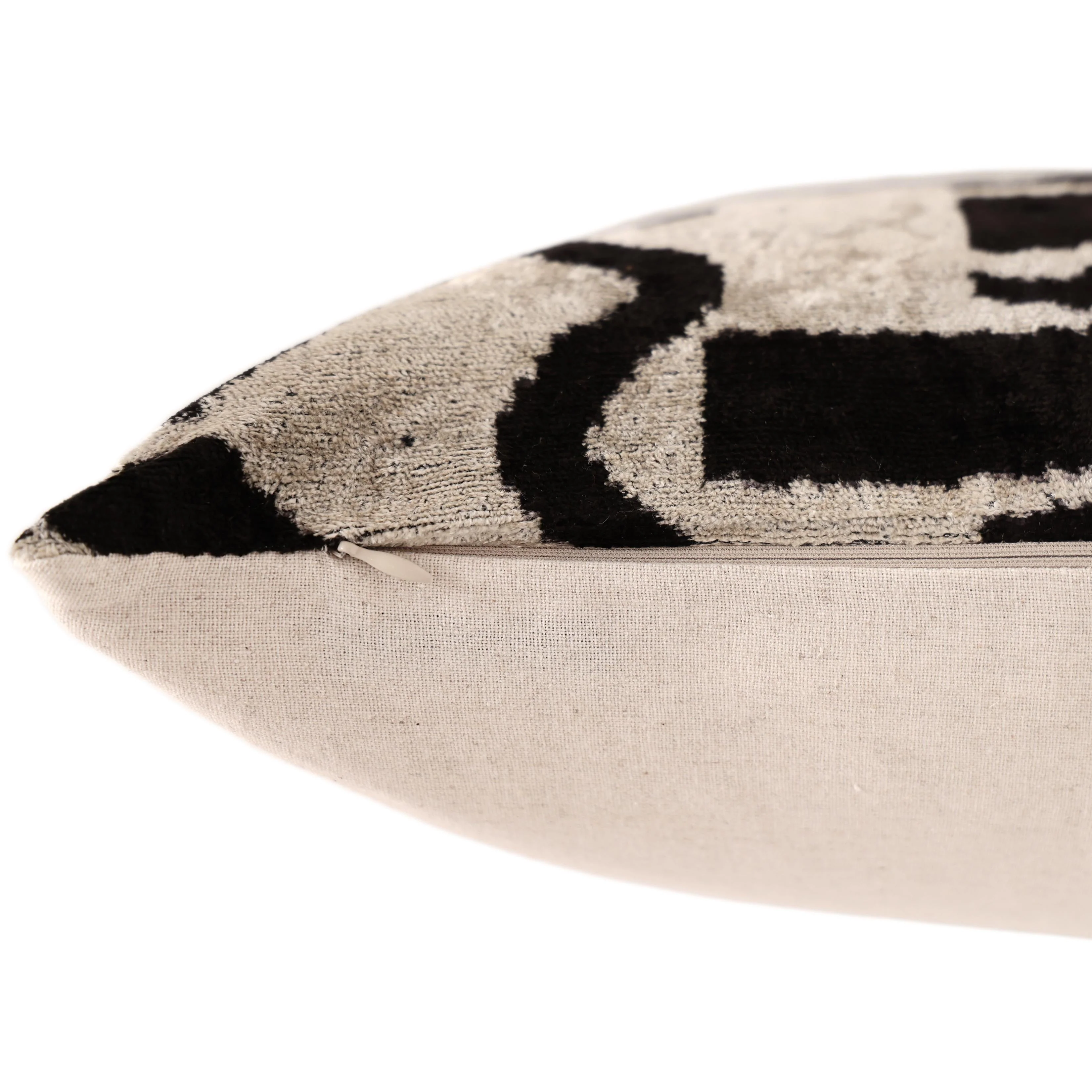 Black & Ivory Tribal Silk Velvet Pillow 16x16 Handmade Luxury Cushion - Image 6