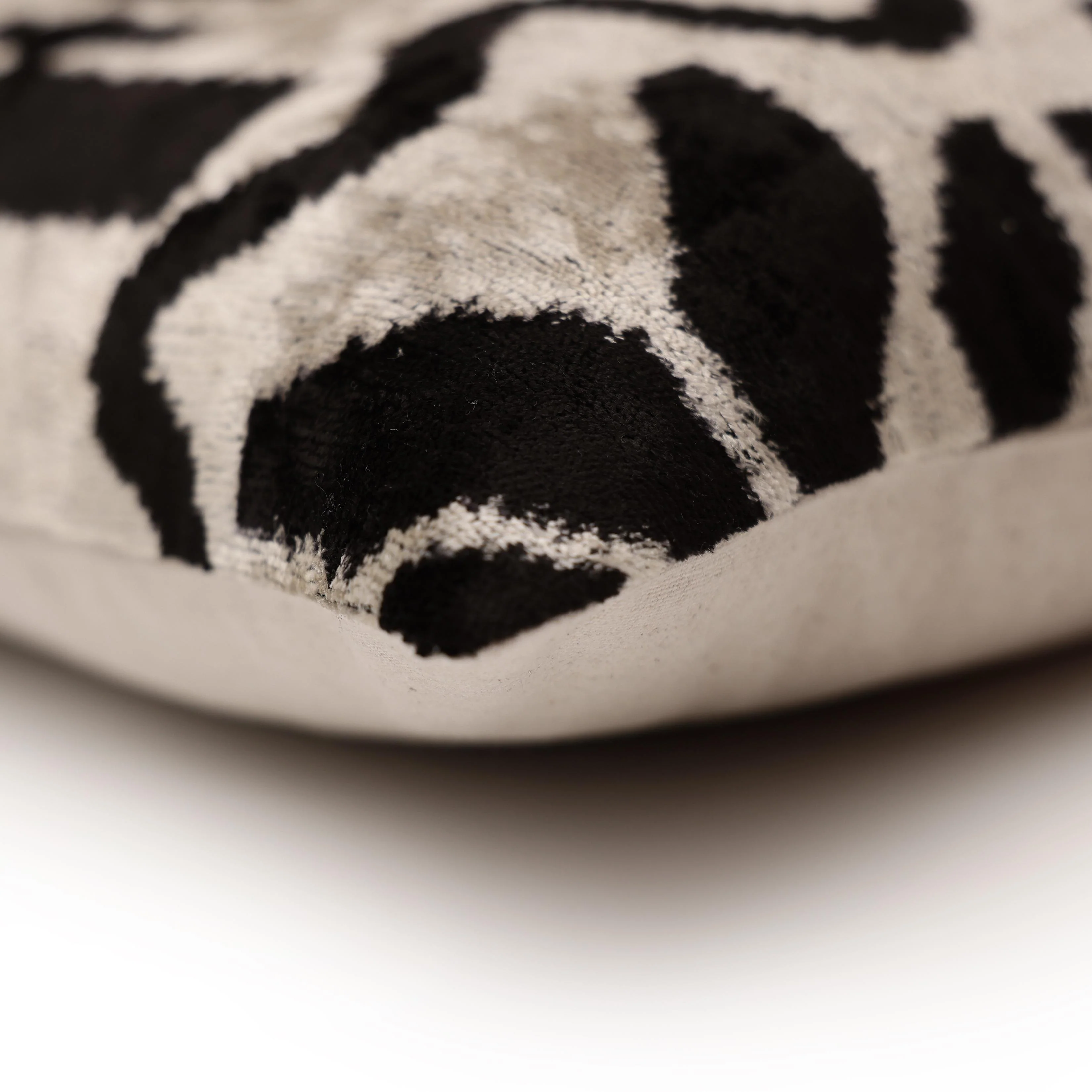 Black & Ivory Tribal Silk Velvet Pillow 16x16 Handmade Luxury Cushion - Image 8