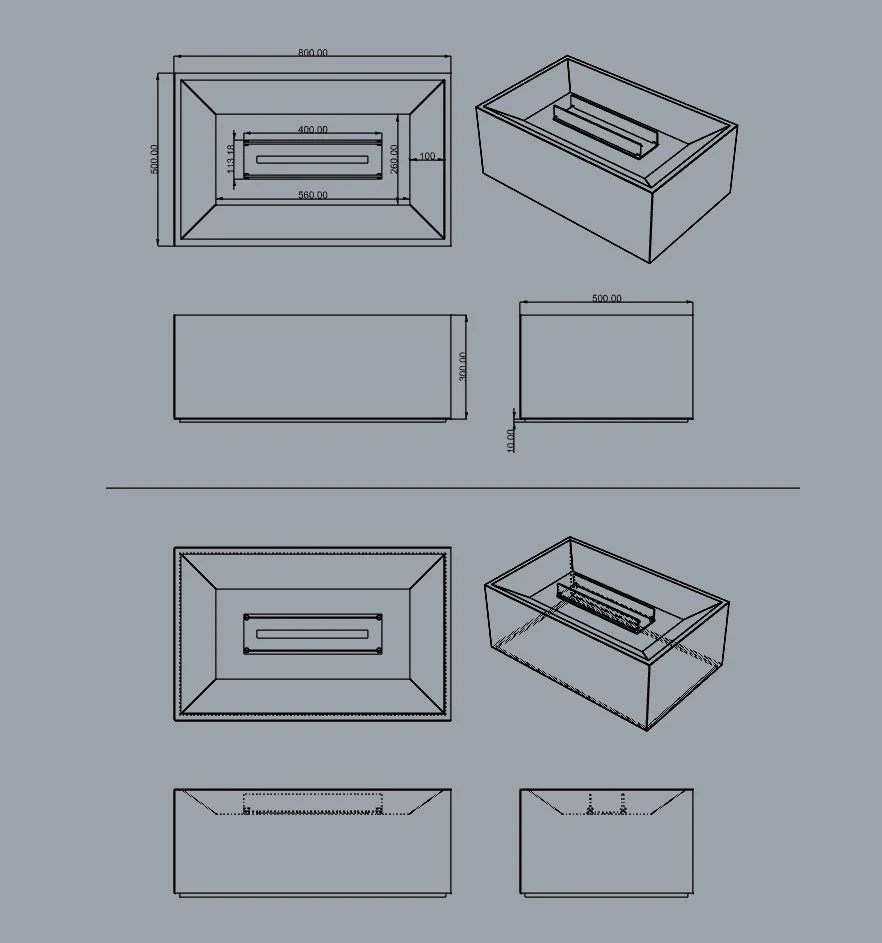 Black Marble Coffee Table with Built-in Fireplace - Image 3