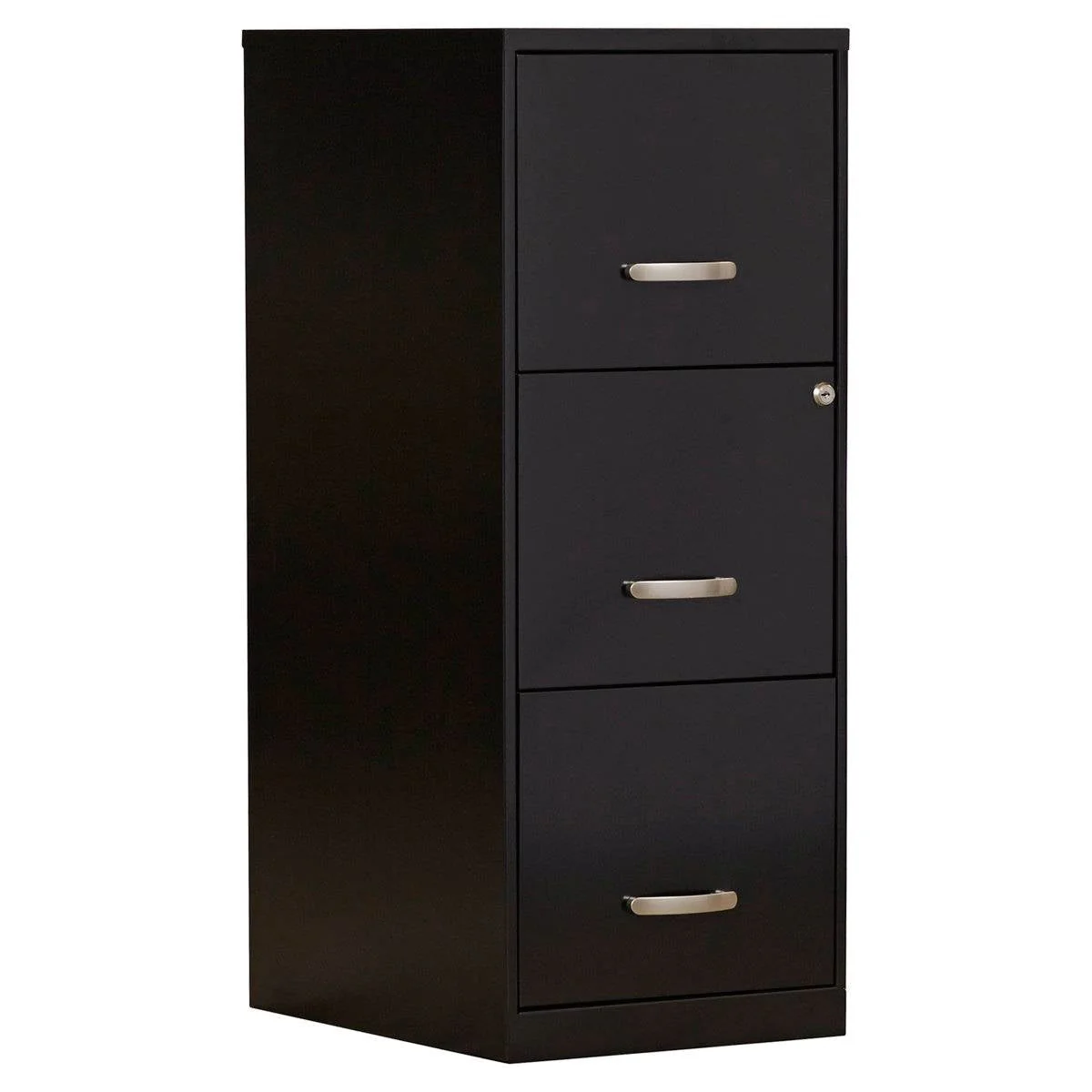 Black Metal 3-Drawer Vertical Key Locking File Cabinet - Image 2