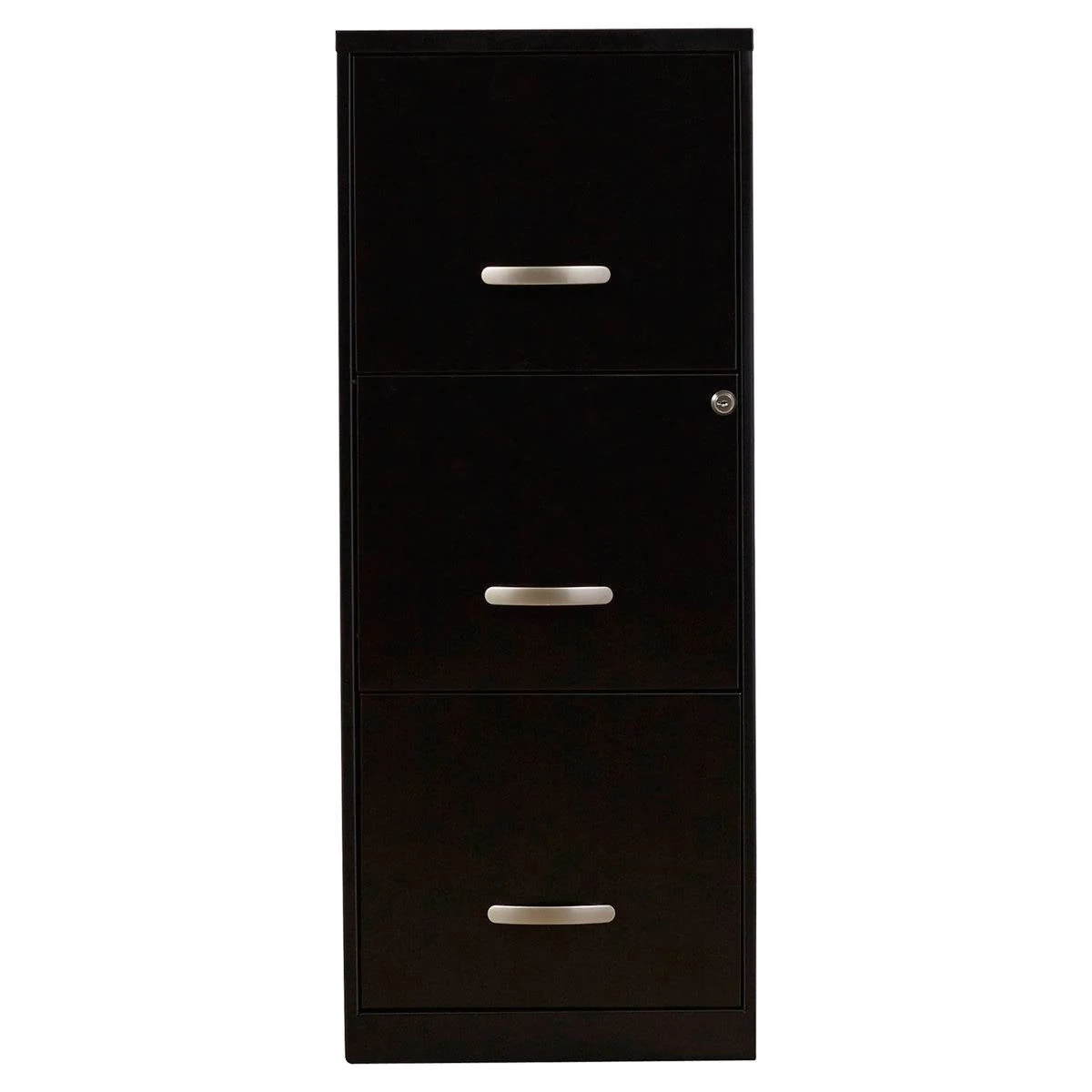 Black Metal 3-Drawer Vertical Key Locking File Cabinet - Image 3