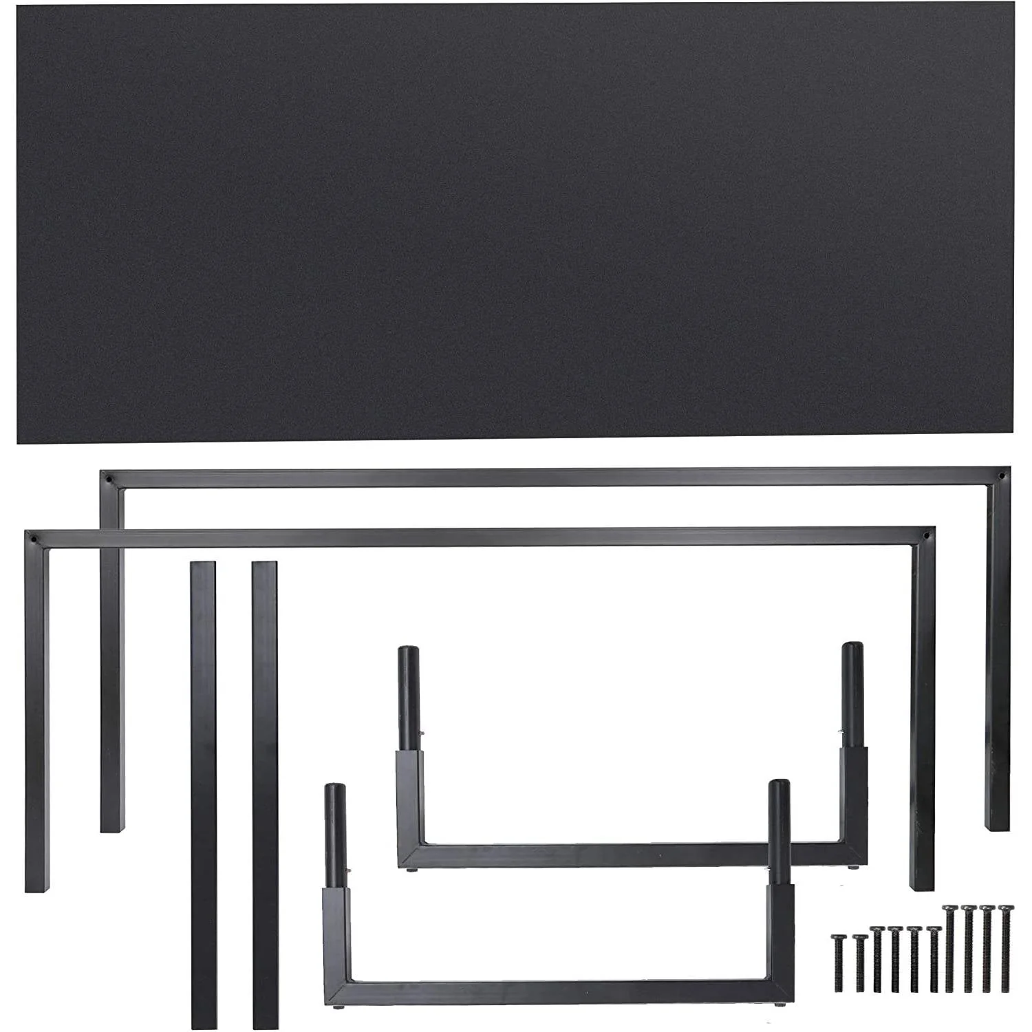 Black Metal Frame Wood Top Modern Home Office Laptop Computer Desk Writing Table - Image 4