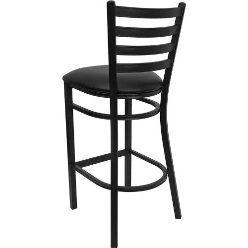 Black Metal Ladder-Back Restaurant Style Bar Stool - Image 2