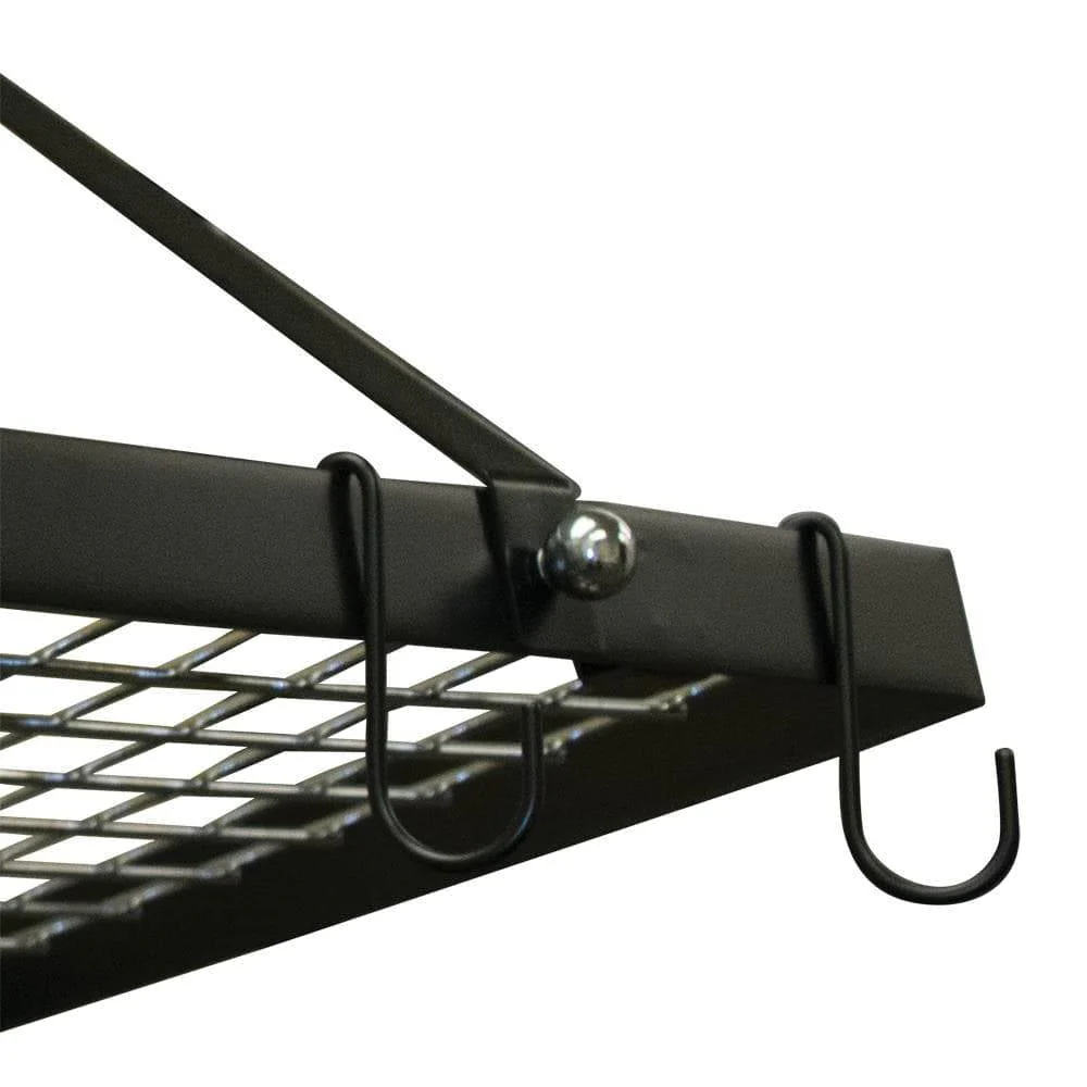 Black Metal Rectangular Pot Rack with 12 Hanging Hooks - Holds up to 40 lbs. - Image 3