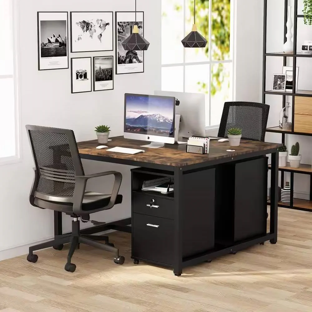 Black Rolling 2-Drawer Mobile File Cabinet Printer Stand Office Cart on Wheels - Image 3