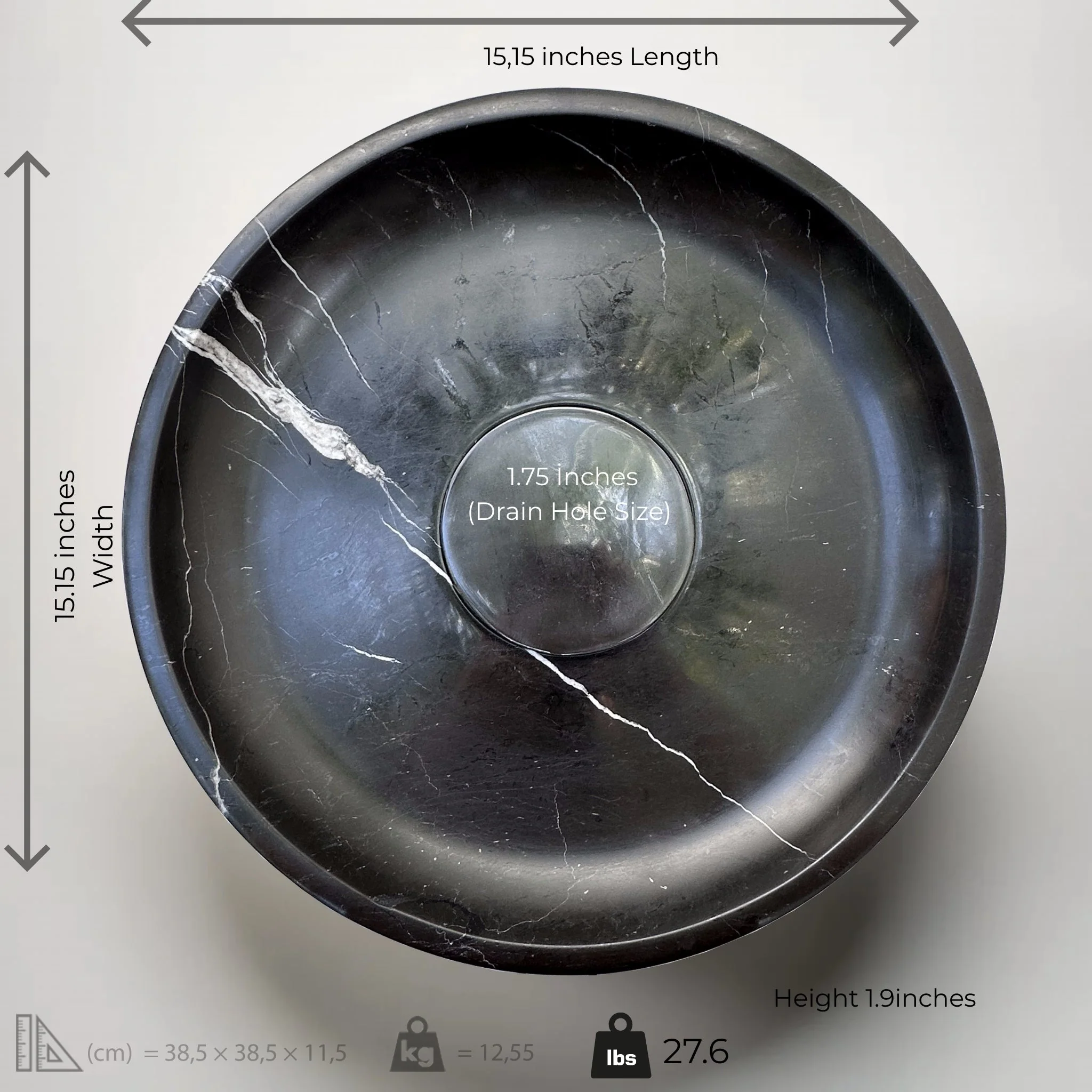 Black Round Marble Sink - Image 2