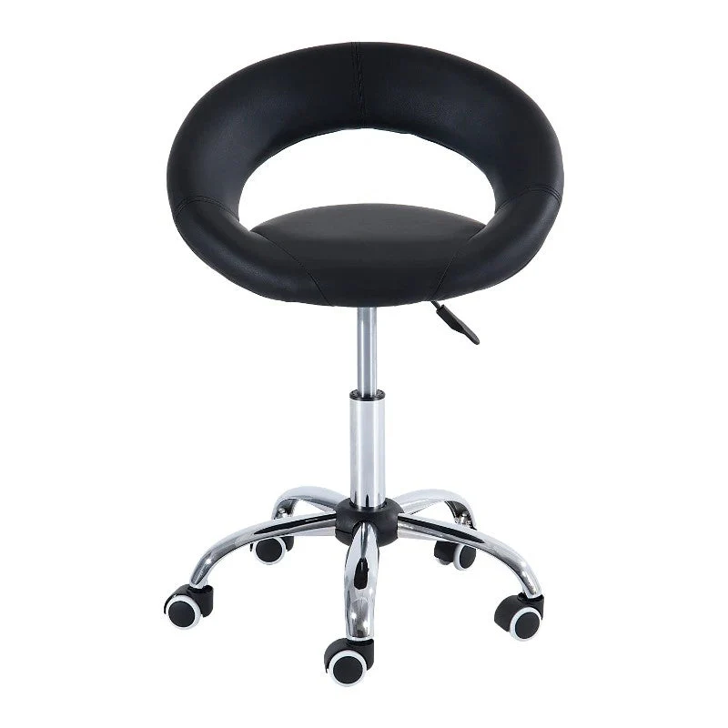 Black Saddle Adjustable Hydraulic Rolling Swivel Massage Salon Stool Chair - Image 2