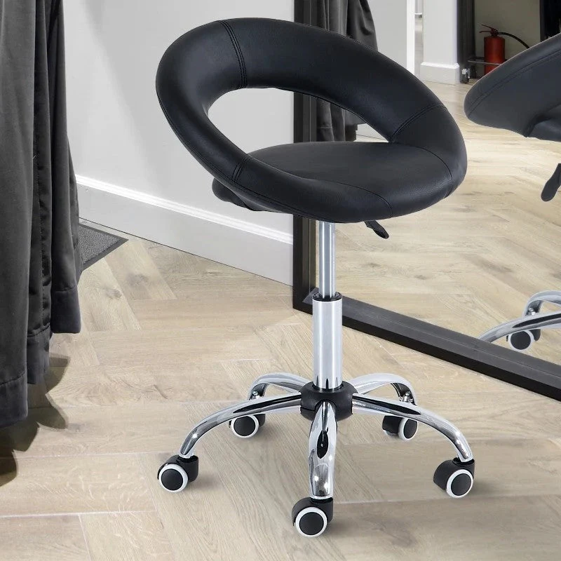Black Saddle Adjustable Hydraulic Rolling Swivel Massage Salon Stool Chair - Image 3