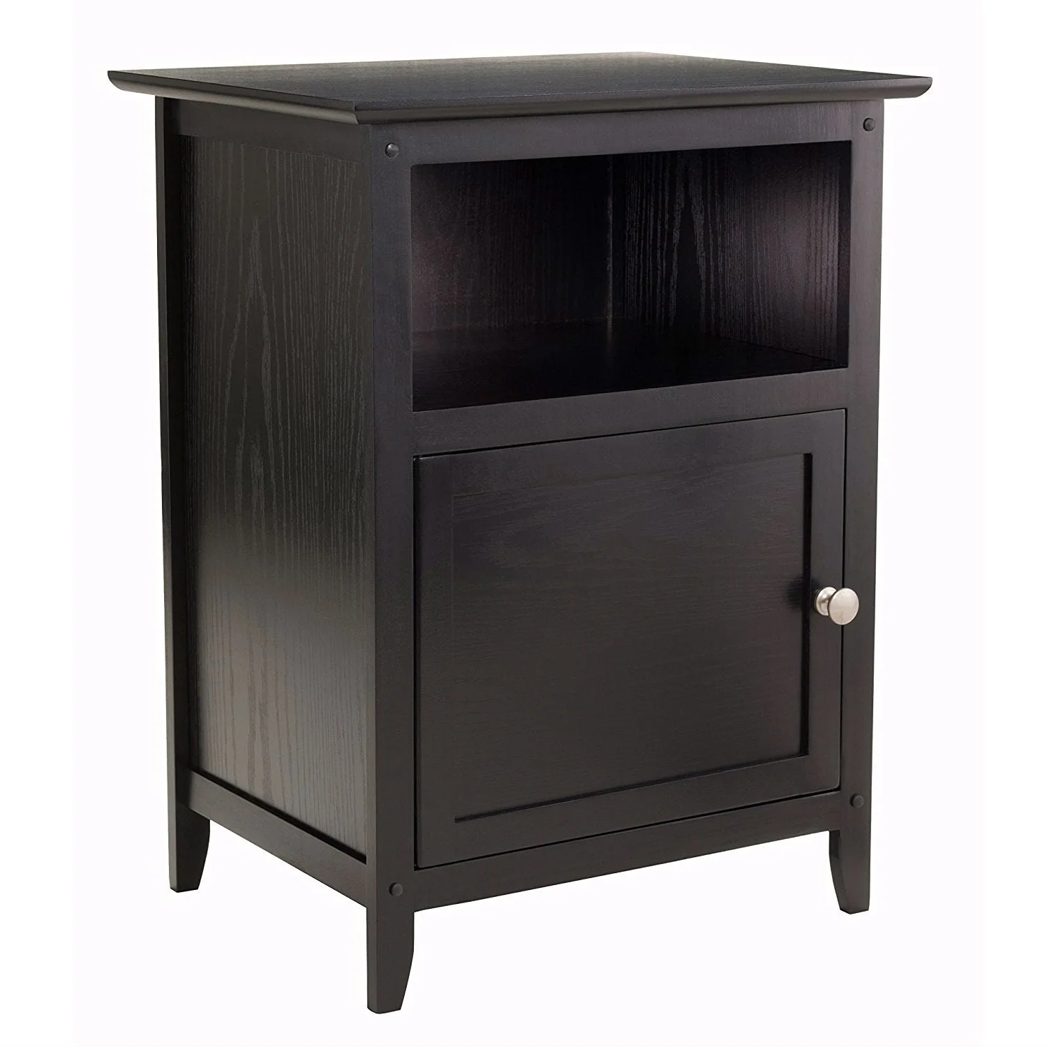 Black Shaker Style End Table Nighstand with Shelf - Image 2