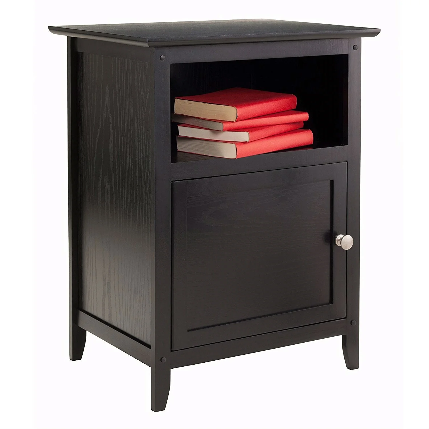 Black Shaker Style End Table Nighstand with Shelf - Image 3