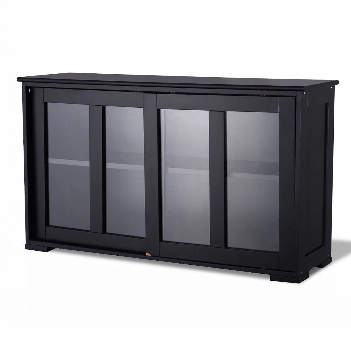 Black Sideboard Buffet Dining Storage Cabinet with 2 Glass Sliding Doors - Image 2