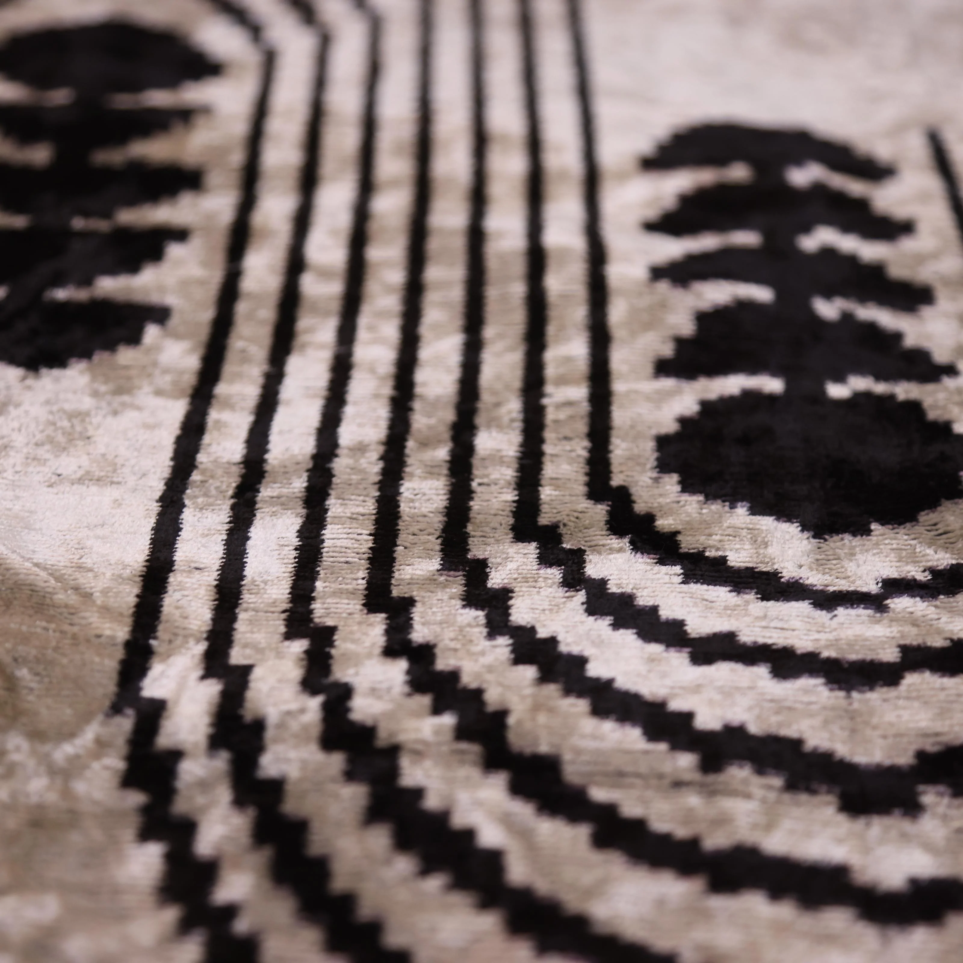 Black Silver Geometric Silk Velvet Lumbar Pillow – 16x24 Handmade Modern Cushion - Image 3