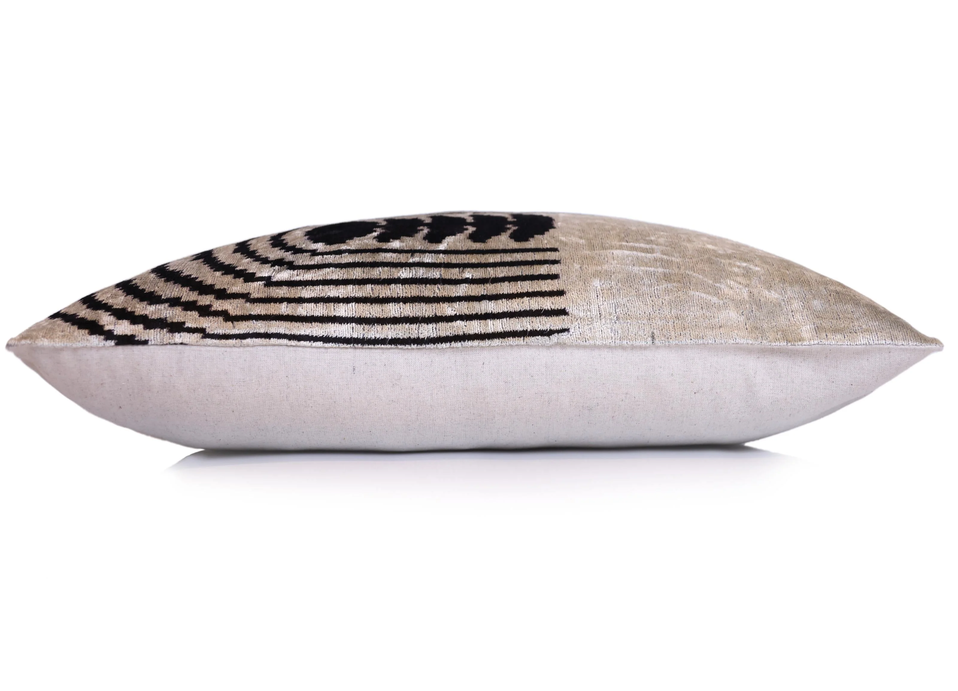Black Silver Geometric Silk Velvet Lumbar Pillow – 16x24 Handmade Modern Cushion - Image 4