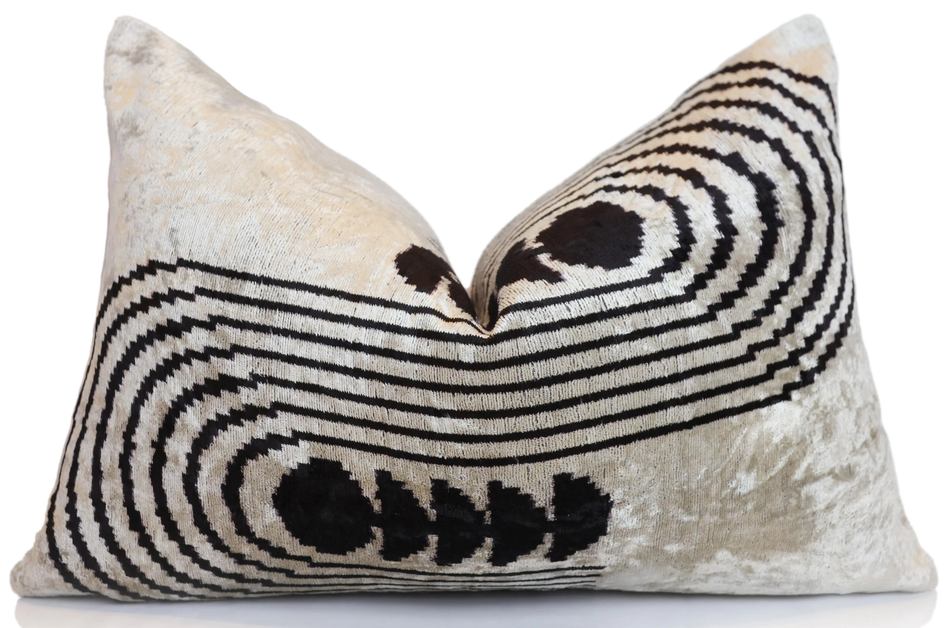 Black Silver Geometric Silk Velvet Lumbar Pillow – 16x24 Handmade Modern Cushion - Image 5
