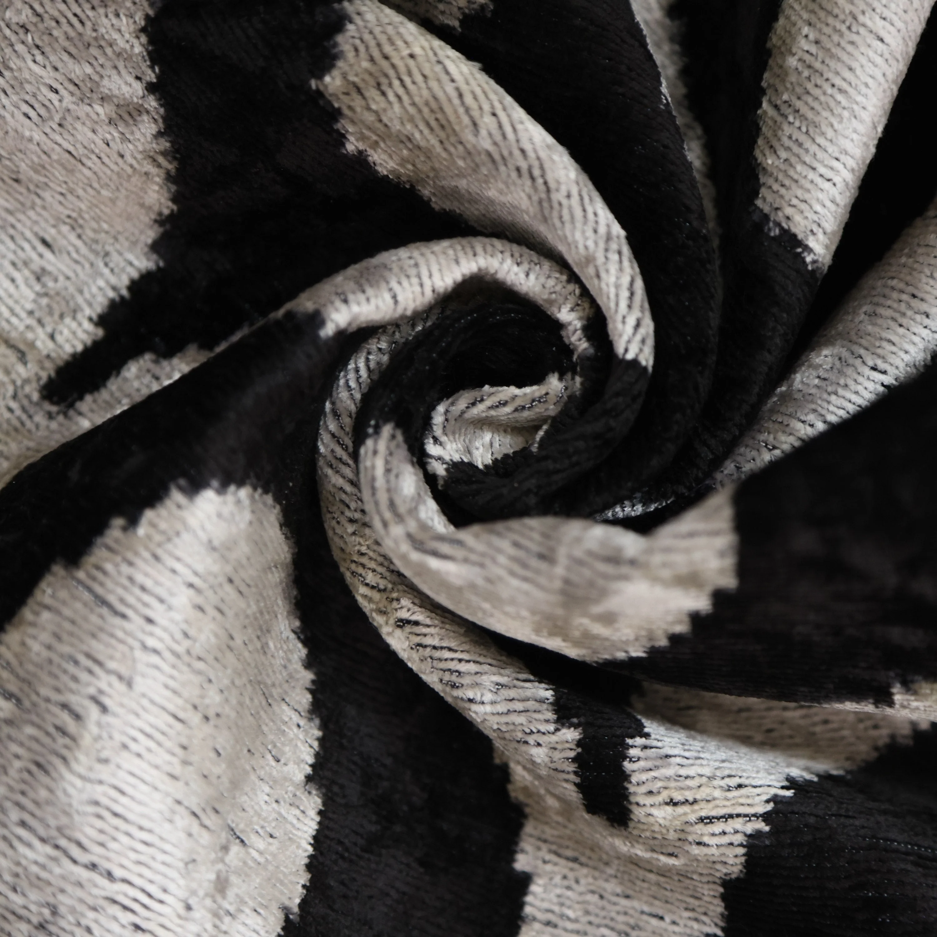 Black Silver Silk Velvet Pillow – 20x20 Handmade Modern Ikat Cushion - Image 2