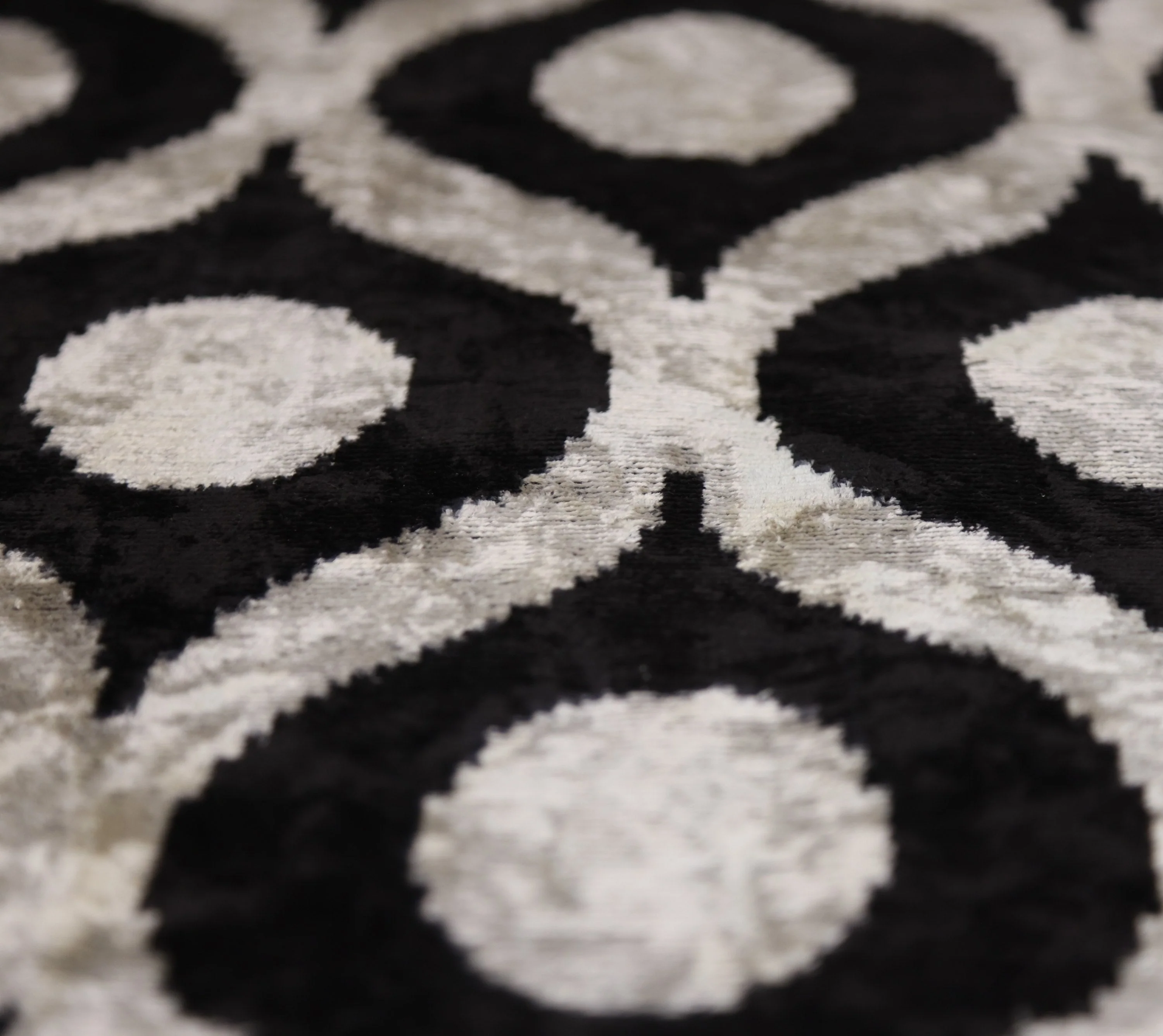 Black Silver Silk Velvet Pillow – 20x20 Handmade Modern Ikat Cushion - Image 3