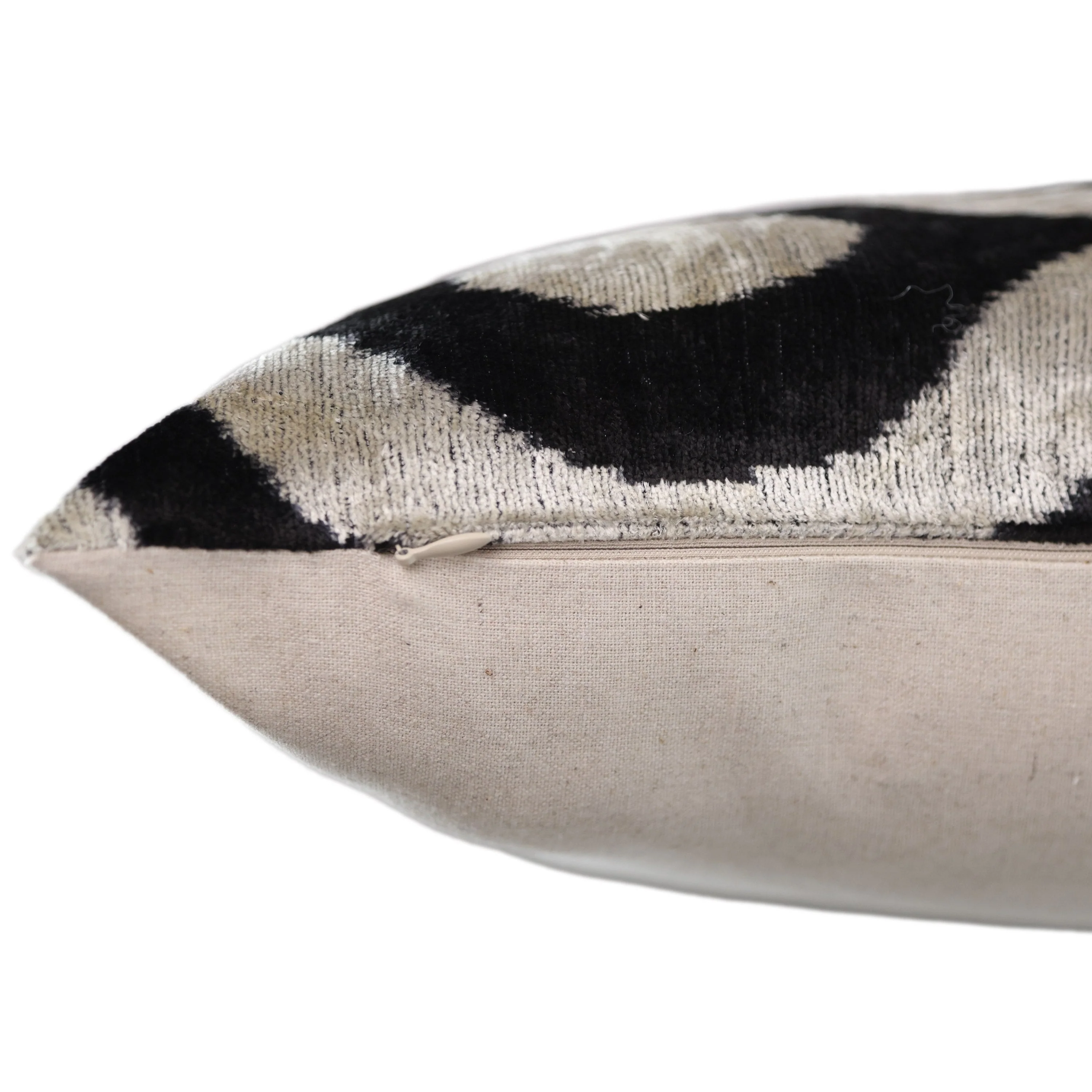 Black Silver Silk Velvet Pillow – 20x20 Handmade Modern Ikat Cushion - Image 6