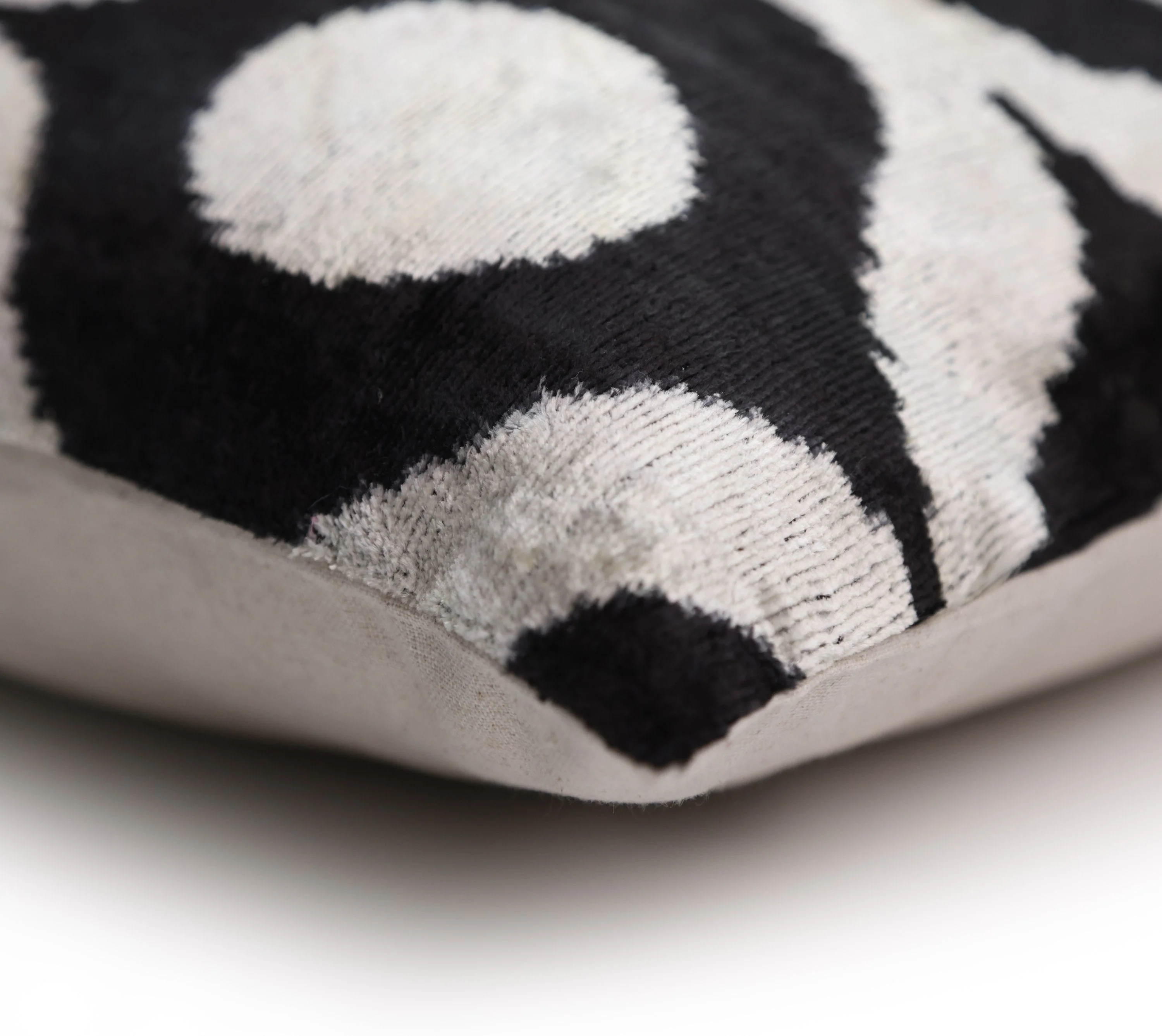 Black Silver Silk Velvet Pillow – 20x20 Handmade Modern Ikat Cushion - Image 7