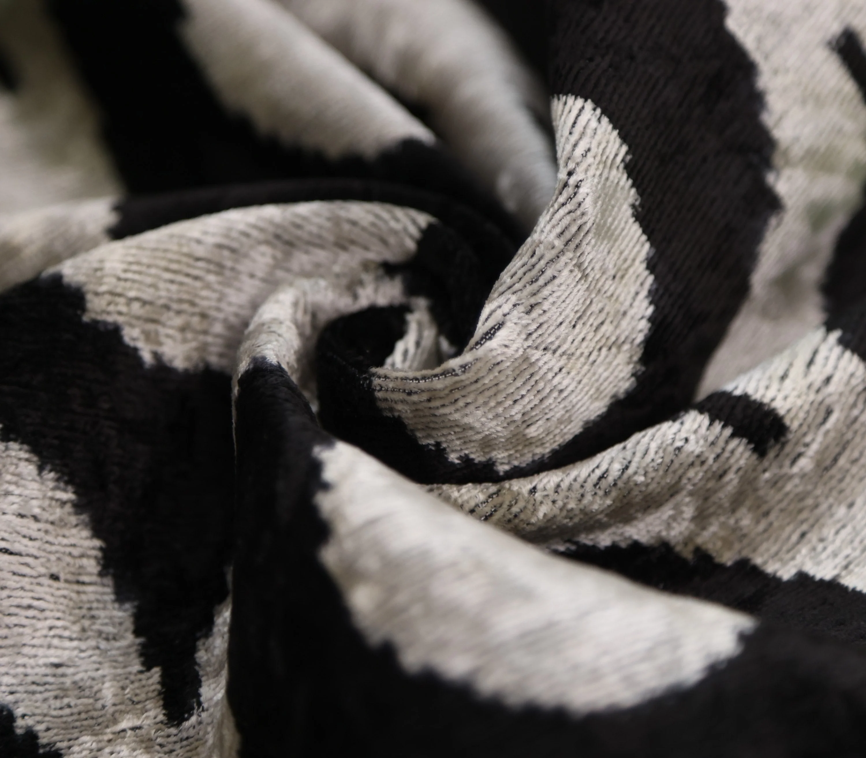 Black Silver Silk Velvet Pillow – 20x20 Handmade Modern Ikat Cushion - Image 8