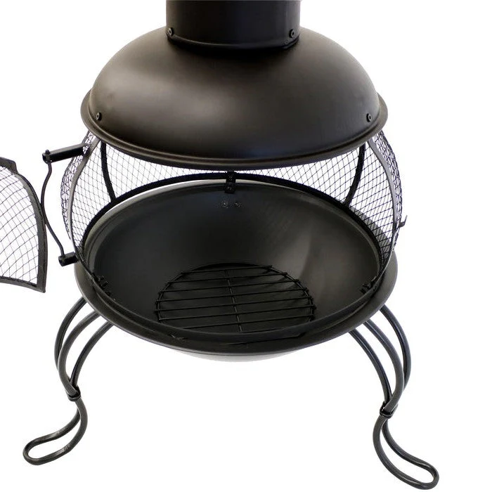 Black Steel Chimenea Wood Burning Fire Pit - Image 2