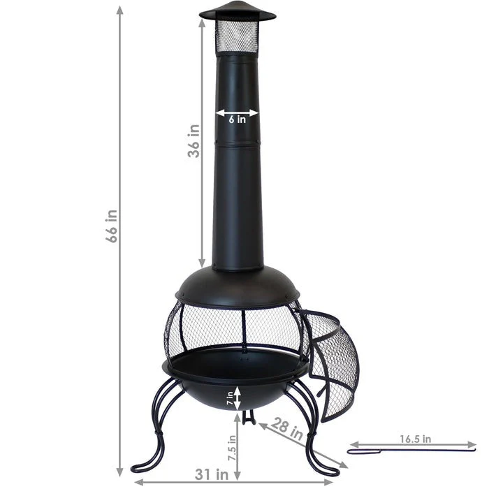 Black Steel Chimenea Wood Burning Fire Pit - Image 5