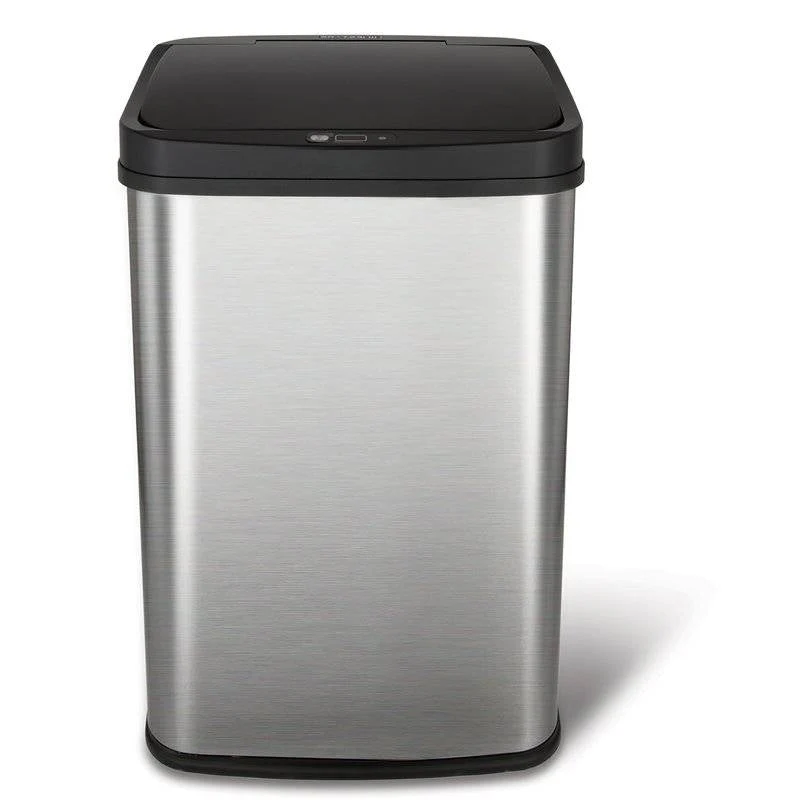Black Top 13-Gallon Stainless Steel Kitchen Trash Can with Motion Sensor Lid - Image 2