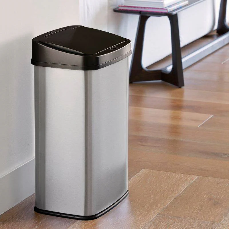 Black Top 13-Gallon Stainless Steel Kitchen Trash Can with Motion Sensor Lid - Image 4