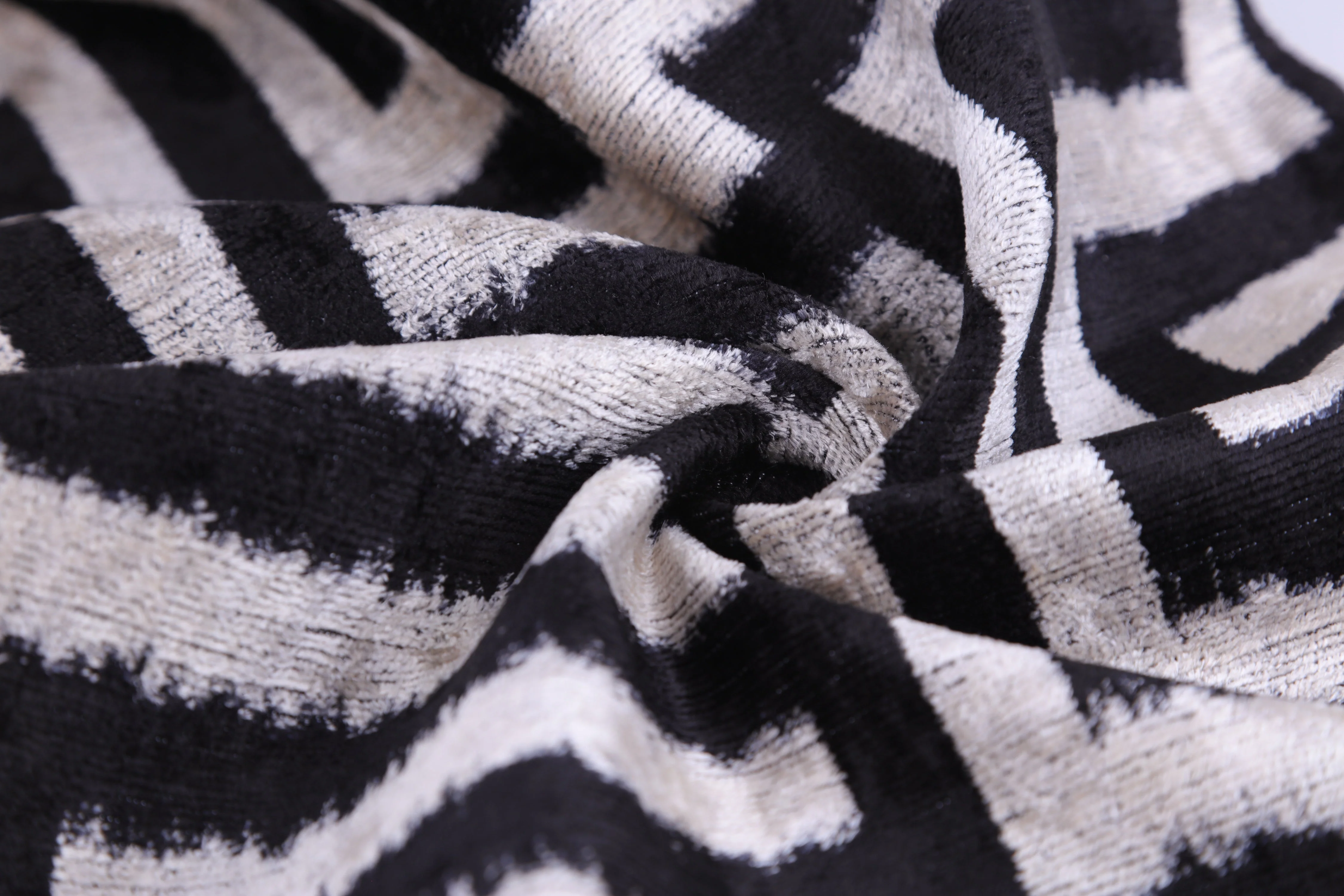 Black & White Geometric Velvet Throw Pillow | 16x24 Handmade Luxury Decor - Image 2