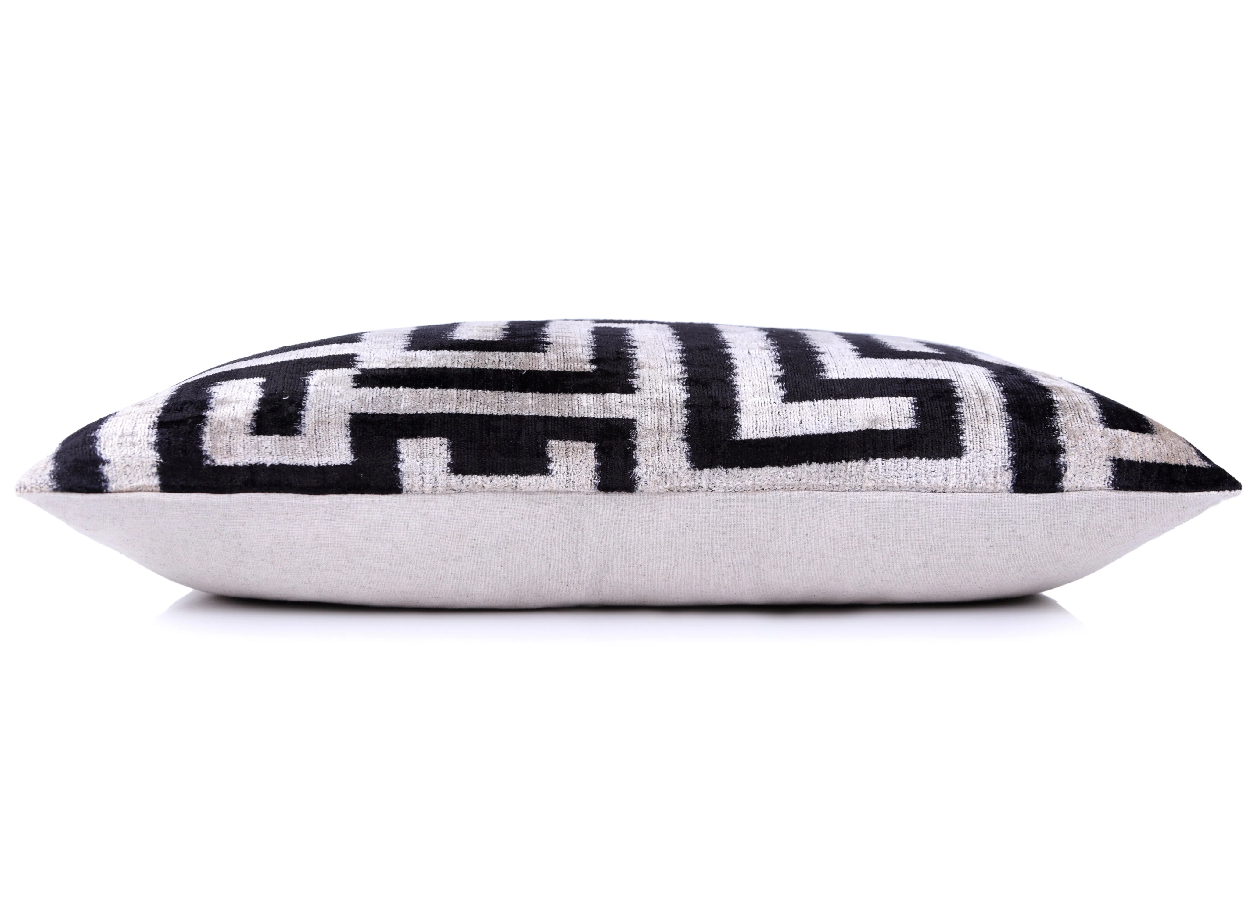 Black & White Geometric Velvet Throw Pillow | 16x24 Handmade Luxury Decor - Image 3
