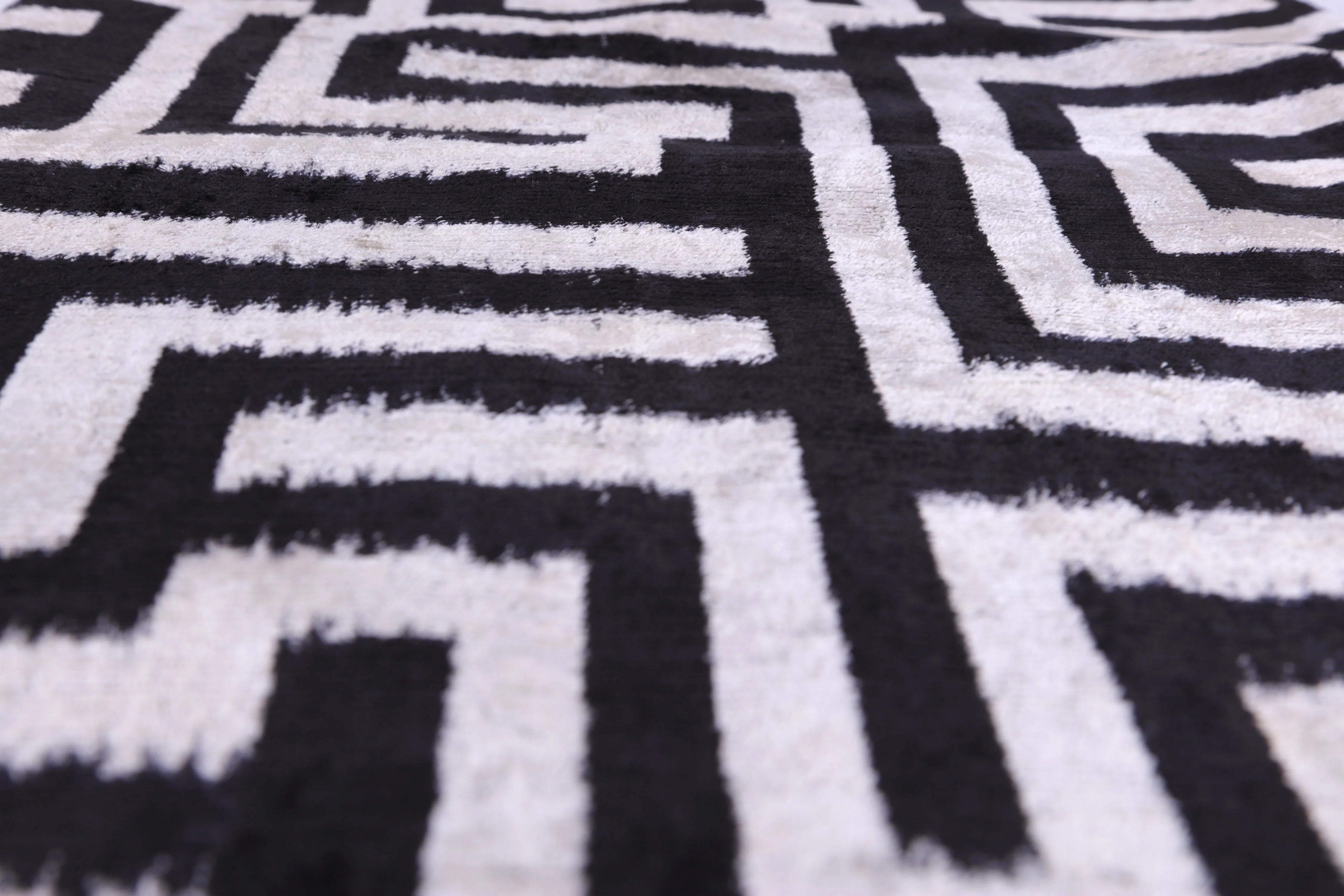Black & White Geometric Velvet Throw Pillow | 16x24 Handmade Luxury Decor - Image 5